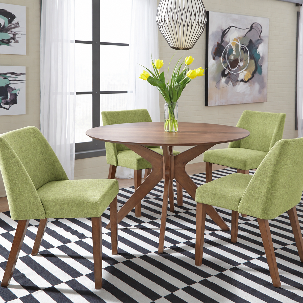 Space Savers 5-Piece Pedestal Dining Table Set