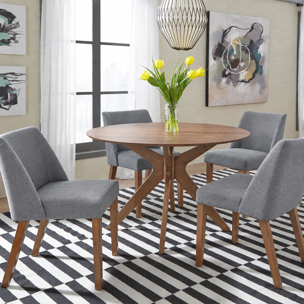 Space Savers 5-Piece Pedestal Dining Table Set