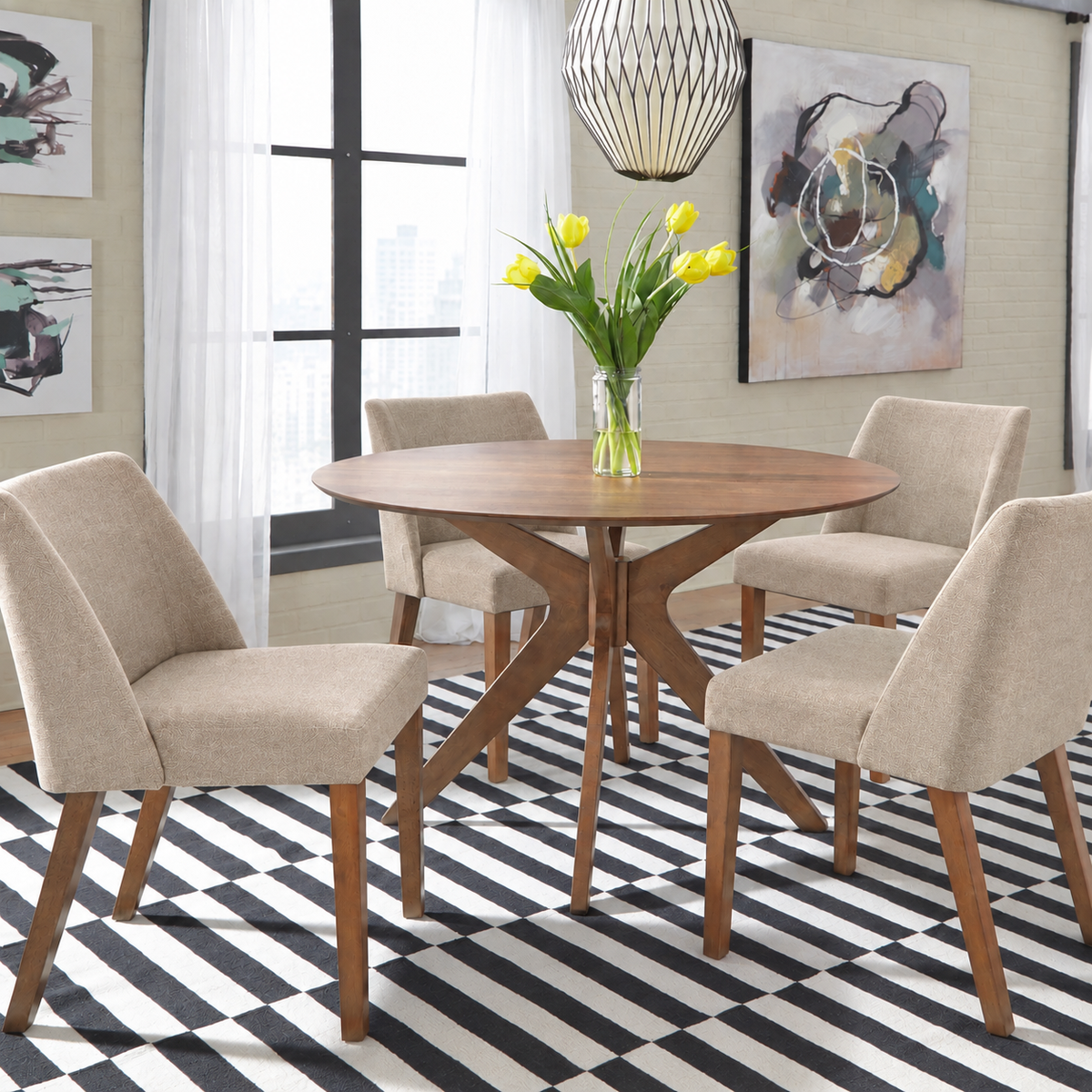 Space Savers 5-Piece Pedestal Dining Table Set