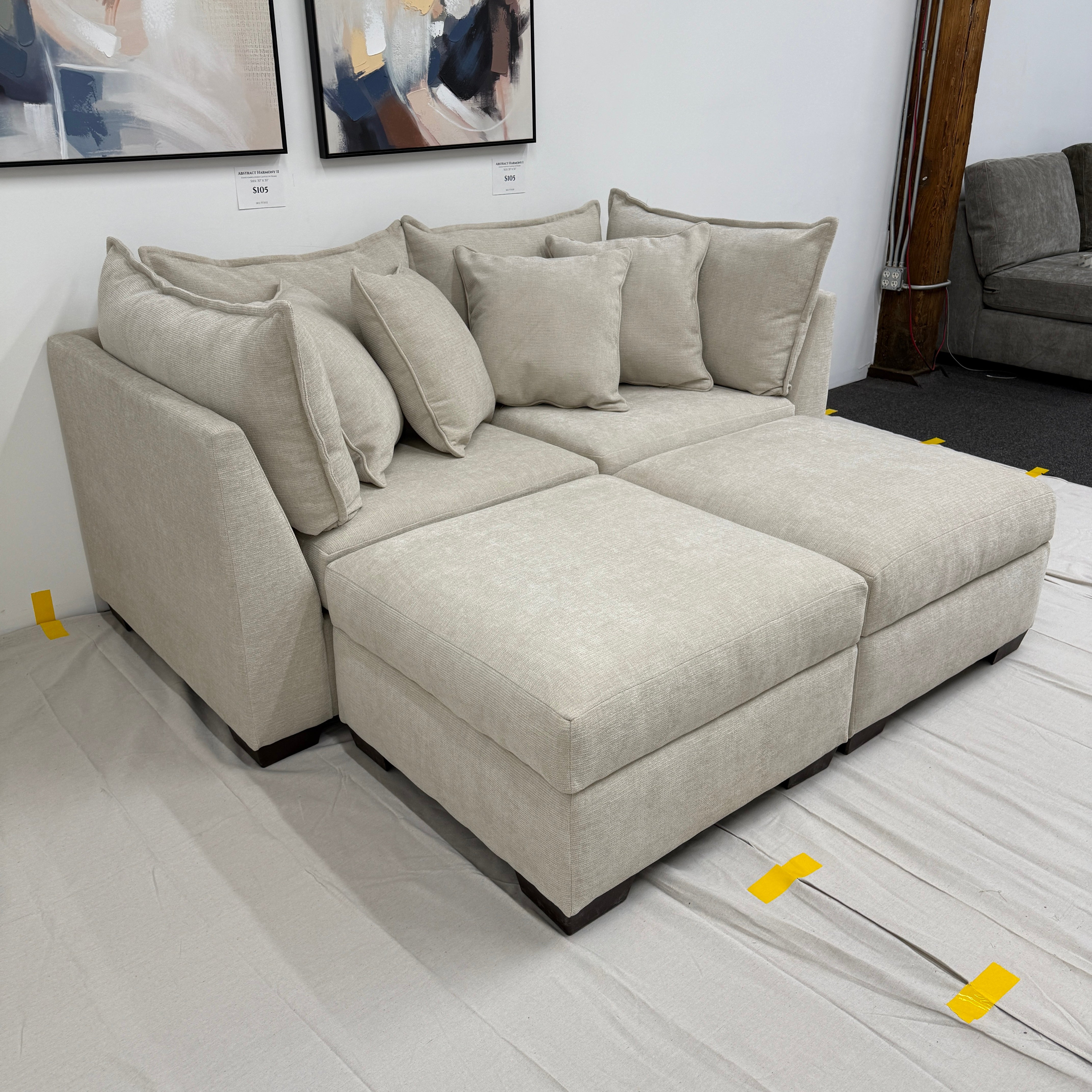 Alina 2 Pc Loveseat with Double Storage Ottomans