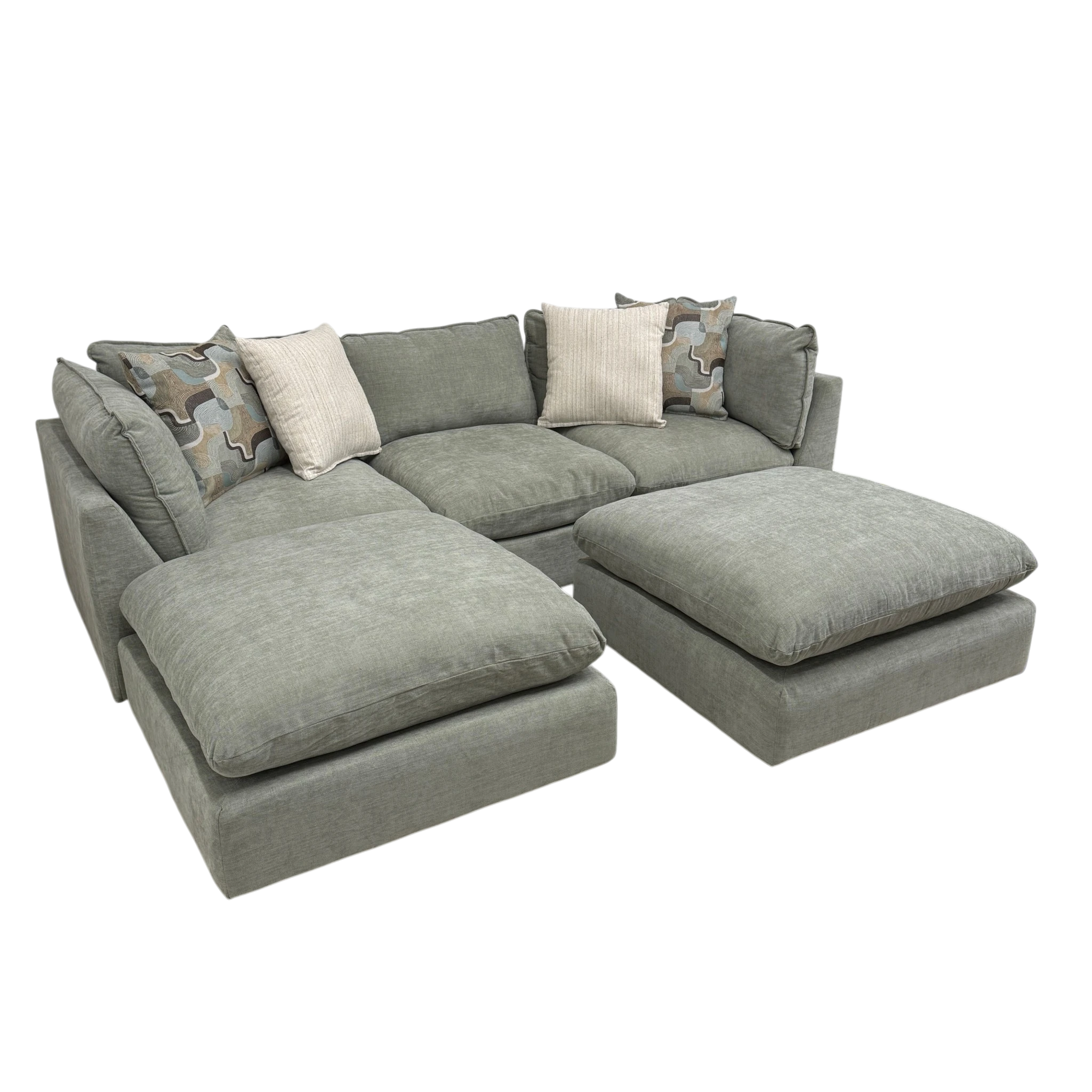 Willow 3-Piece Modular Sofa with Two Ottomans
