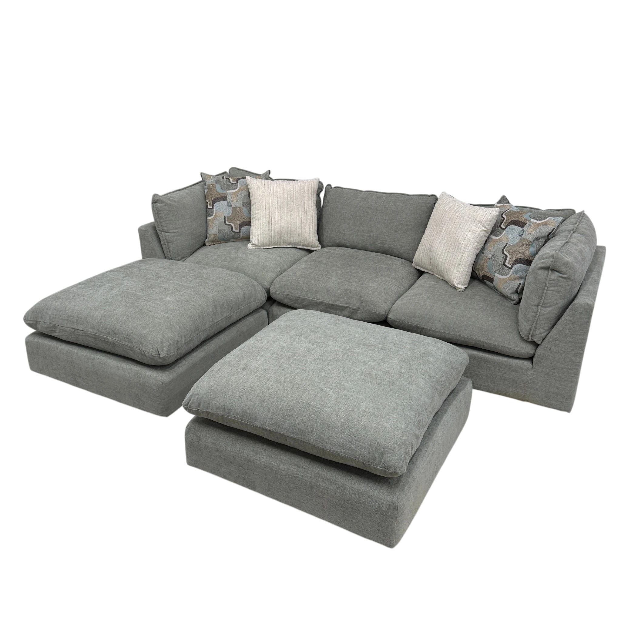 Willow 3-Piece Modular Sofa with Two Ottomans