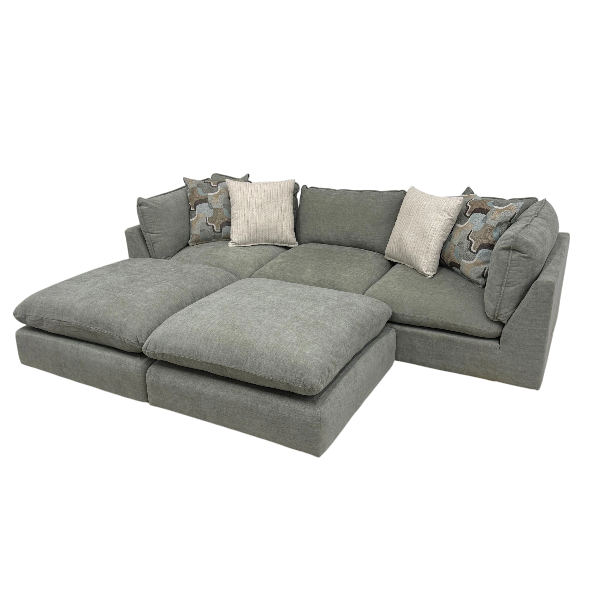 Willow 3-Piece Modular Sofa with Two Ottomans