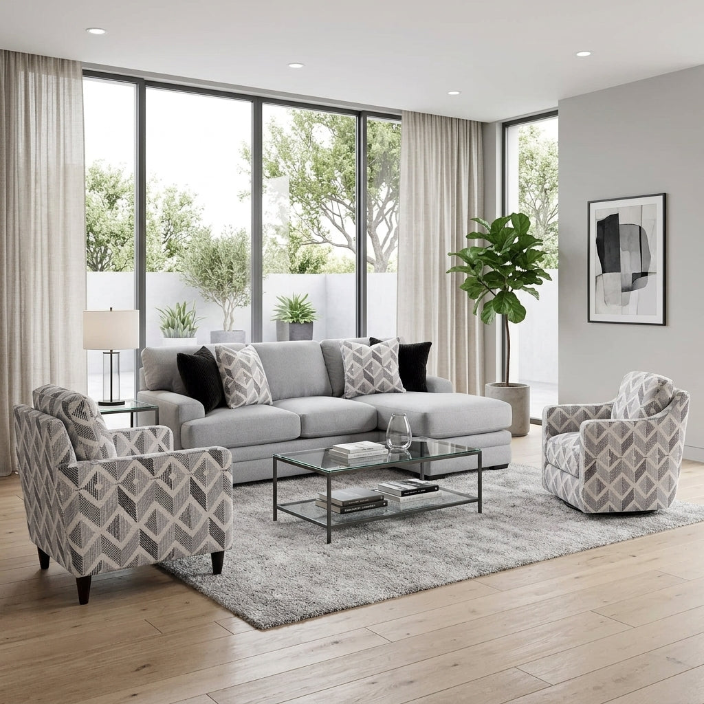 Cleo Contemporary Living Room Collection with Reversible Chaise