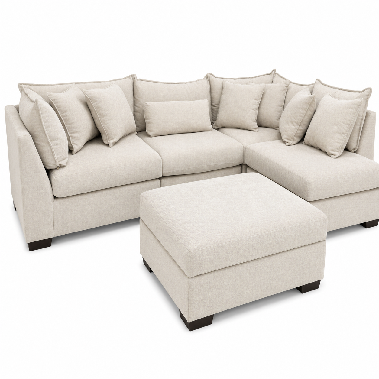 Alina 4 Pc Corner Sectional with Storage Ottoman in Ivory