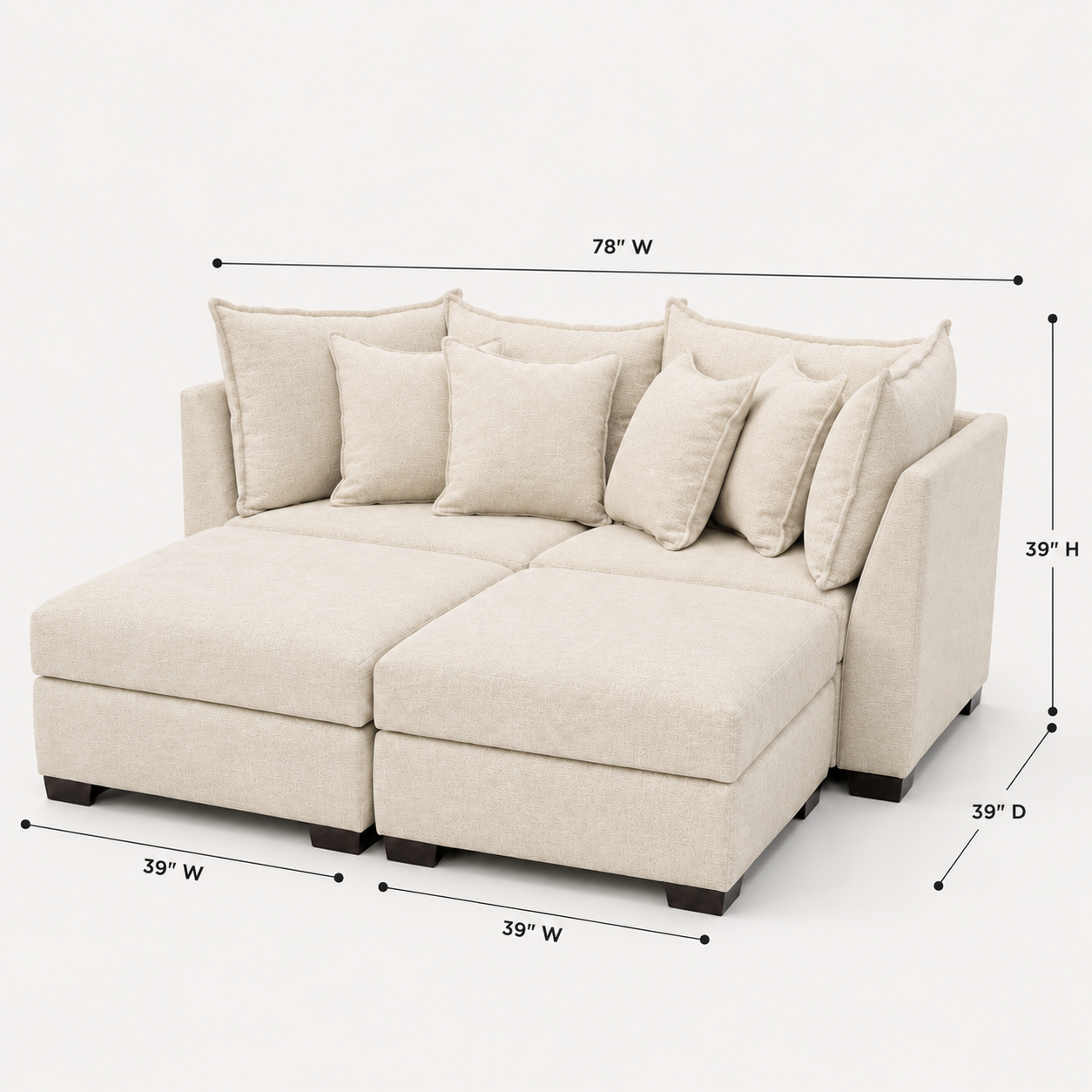 Alina 2 Pc Loveseat with Double Storage Ottomans