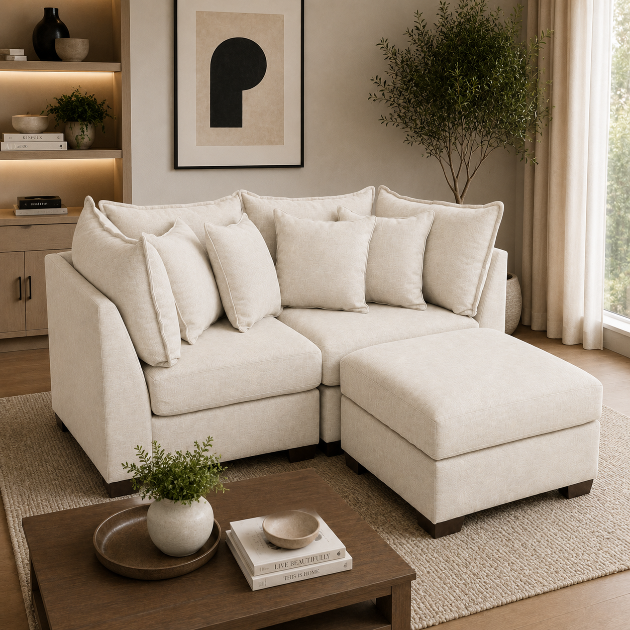 Alina 2 Pc Loveseat with Storage Ottoman