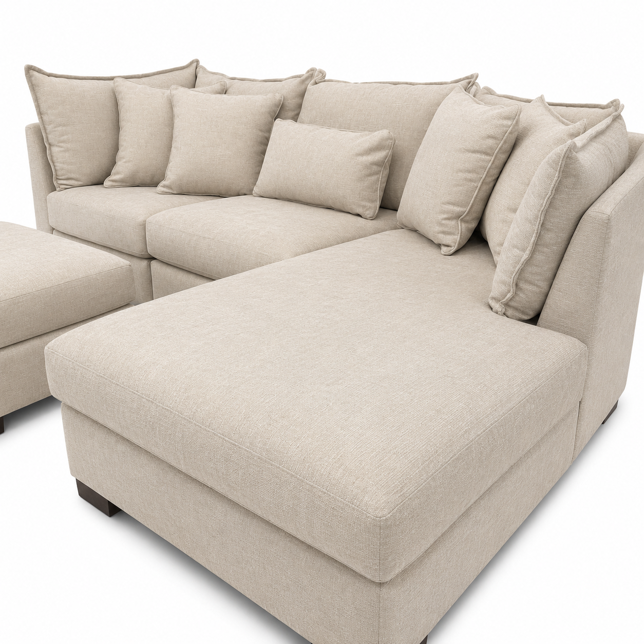 Alina 3 Pc Right Chaise Sectional with Storage Ottoman
