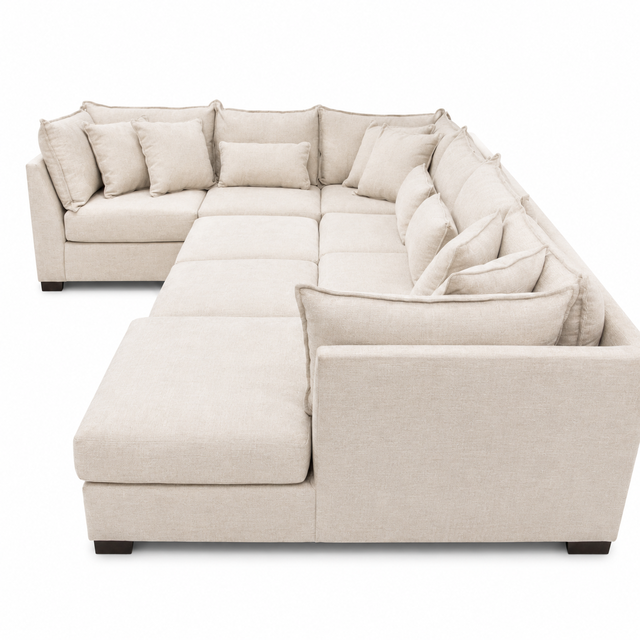 Alina 6 Pc Right Chaise U Shape Sectional with Double Storage Ottoman in Ivory