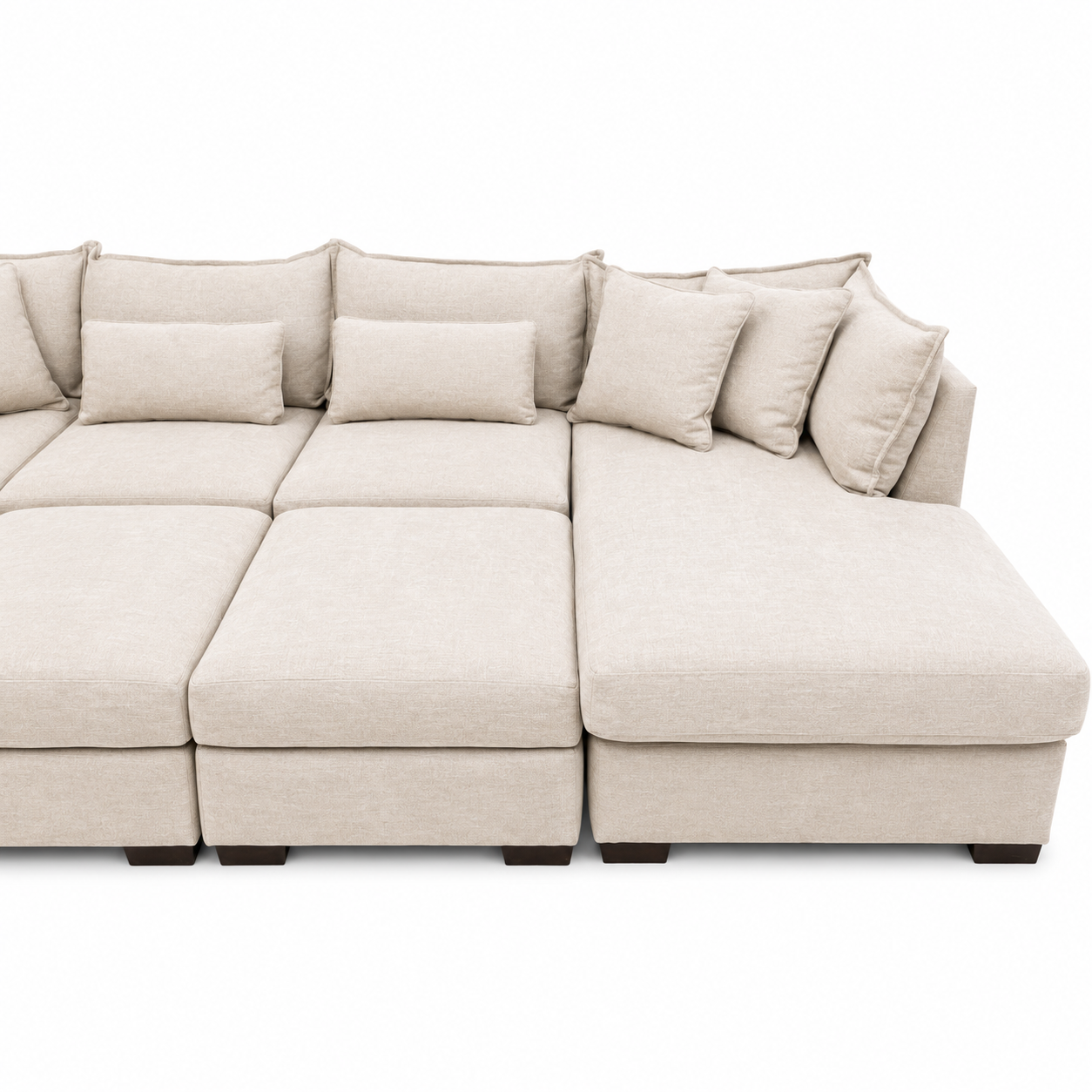 Alina 6 Pc Right Chaise U Shape Sectional with Double Storage Ottoman