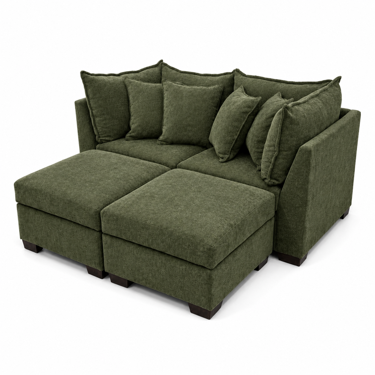 Alina 2 Pc Loveseat with Double Storage Ottomans