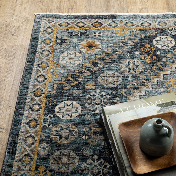 Oriental Weavers Aberdeen 7150B Blue/Gold Area Rug