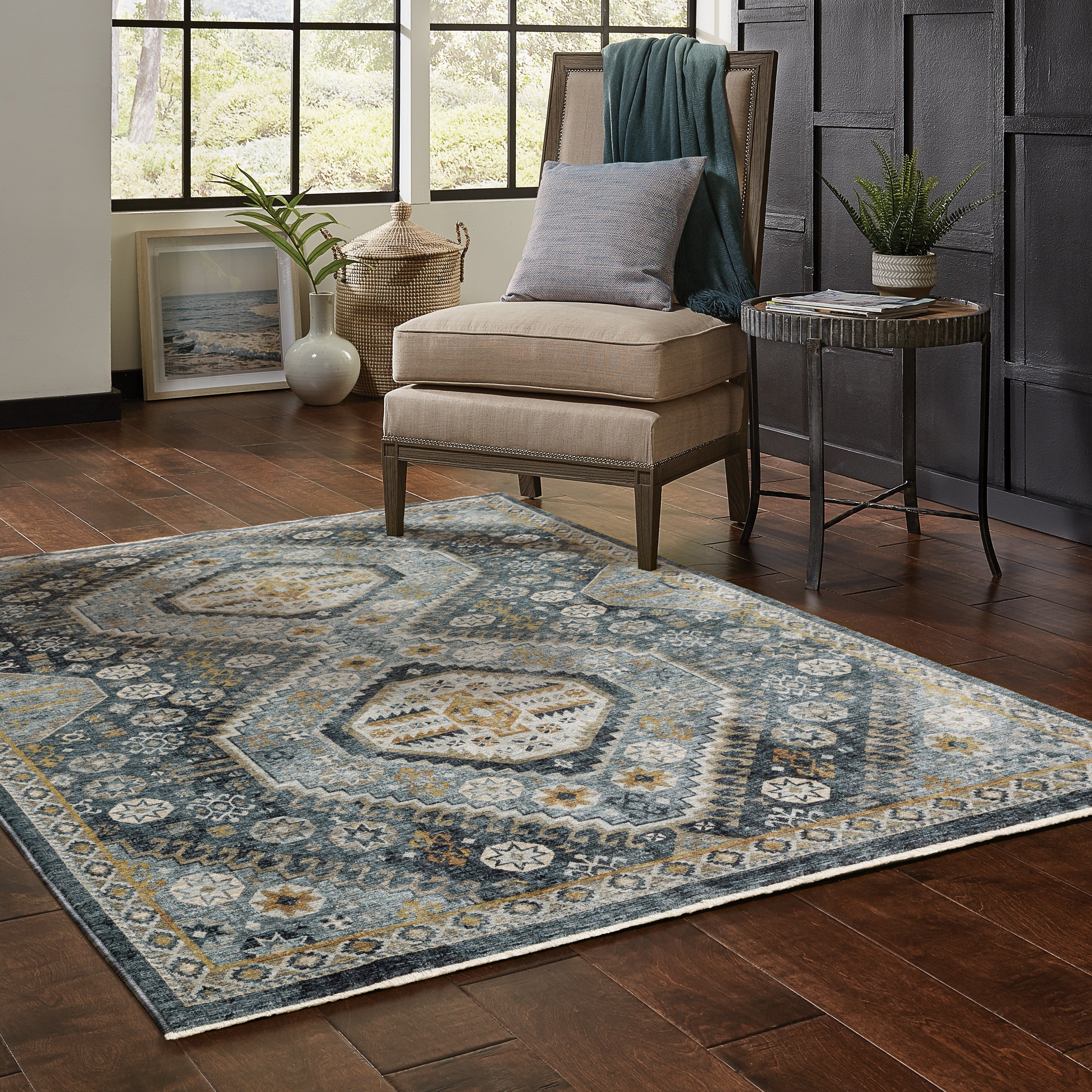 Oriental Weavers Aberdeen 7150B Blue/Gold Area Rug