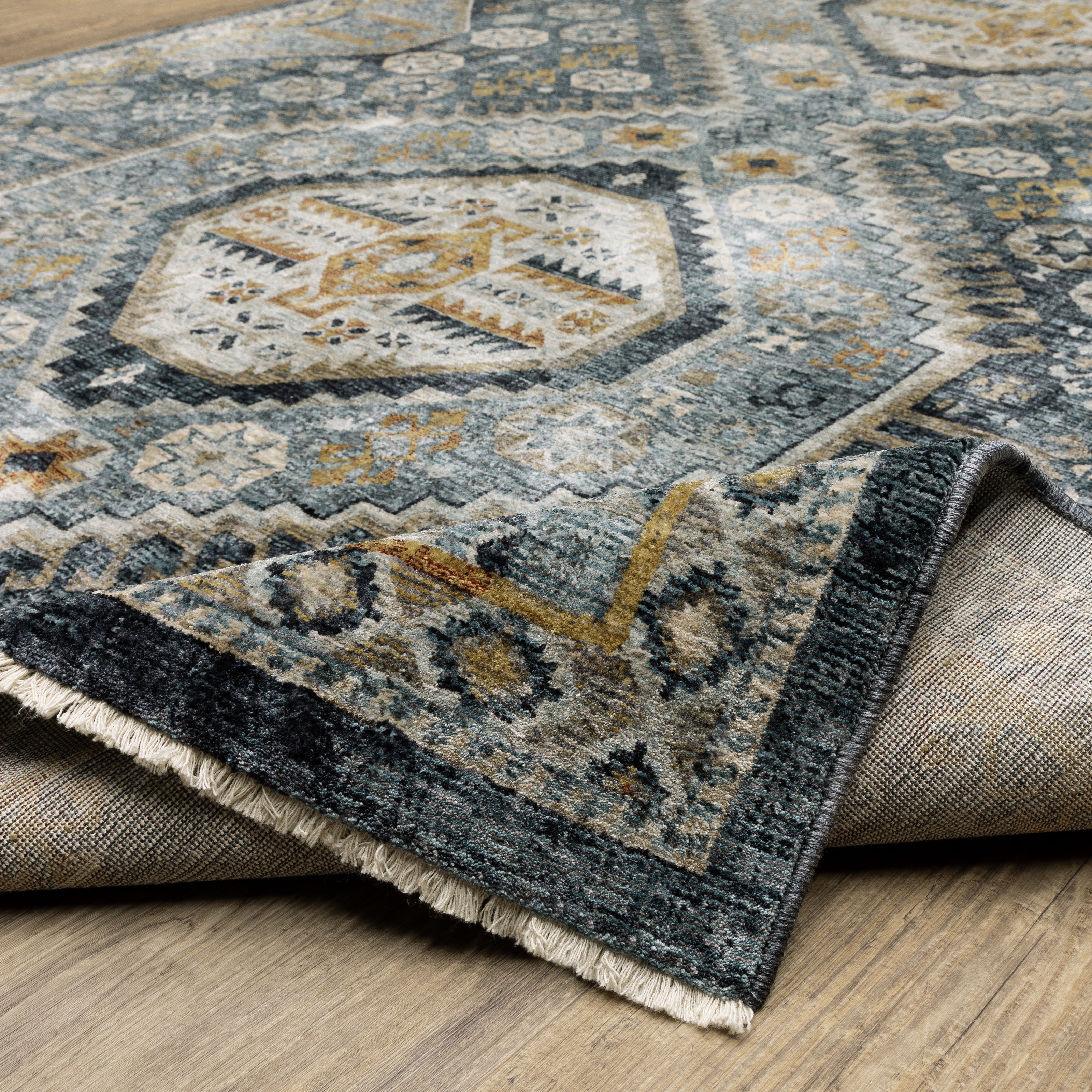 Oriental Weavers Aberdeen 7150B Blue/Gold Area Rug