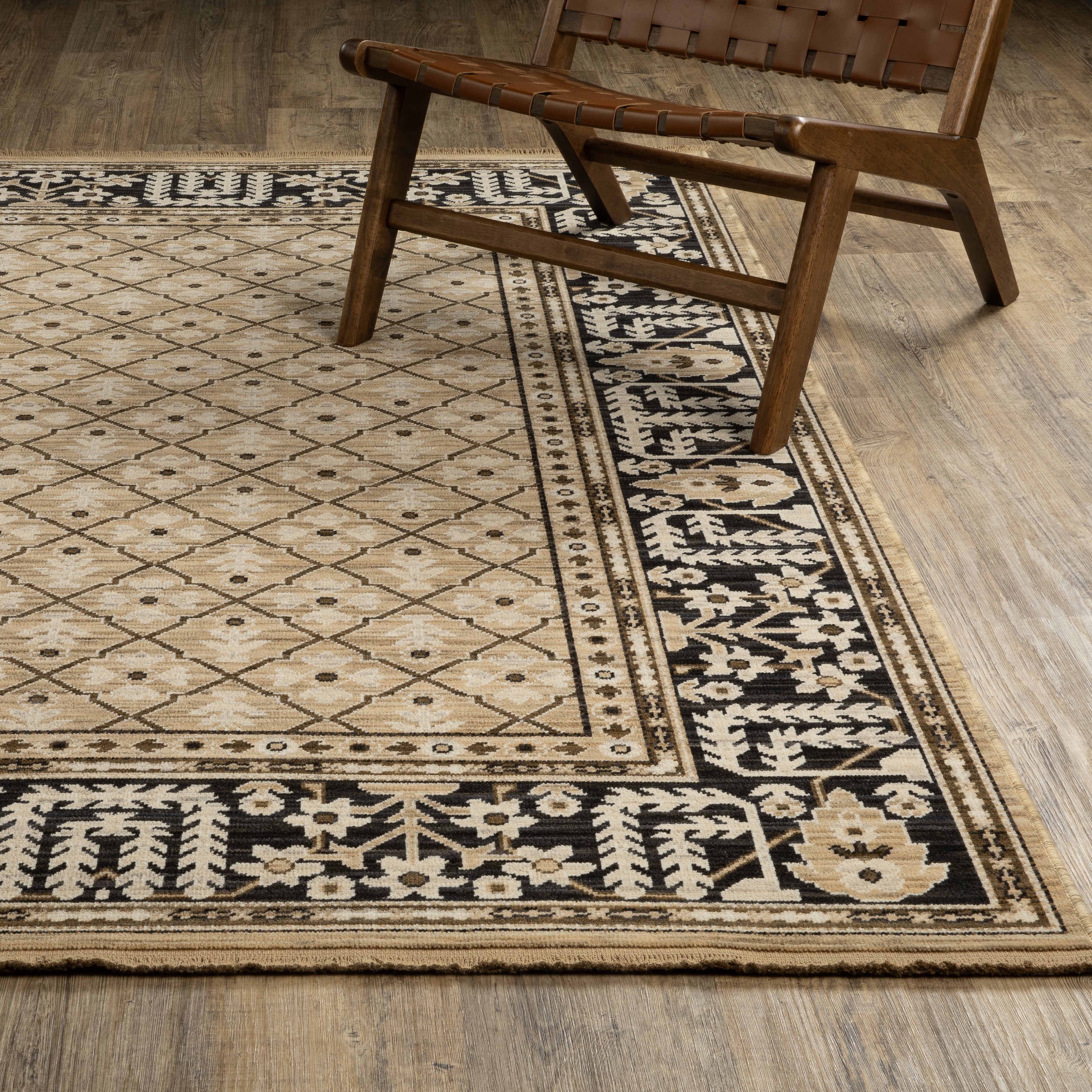 Oriental Weavers Acacia ACA12 Tan/Black Area Rug