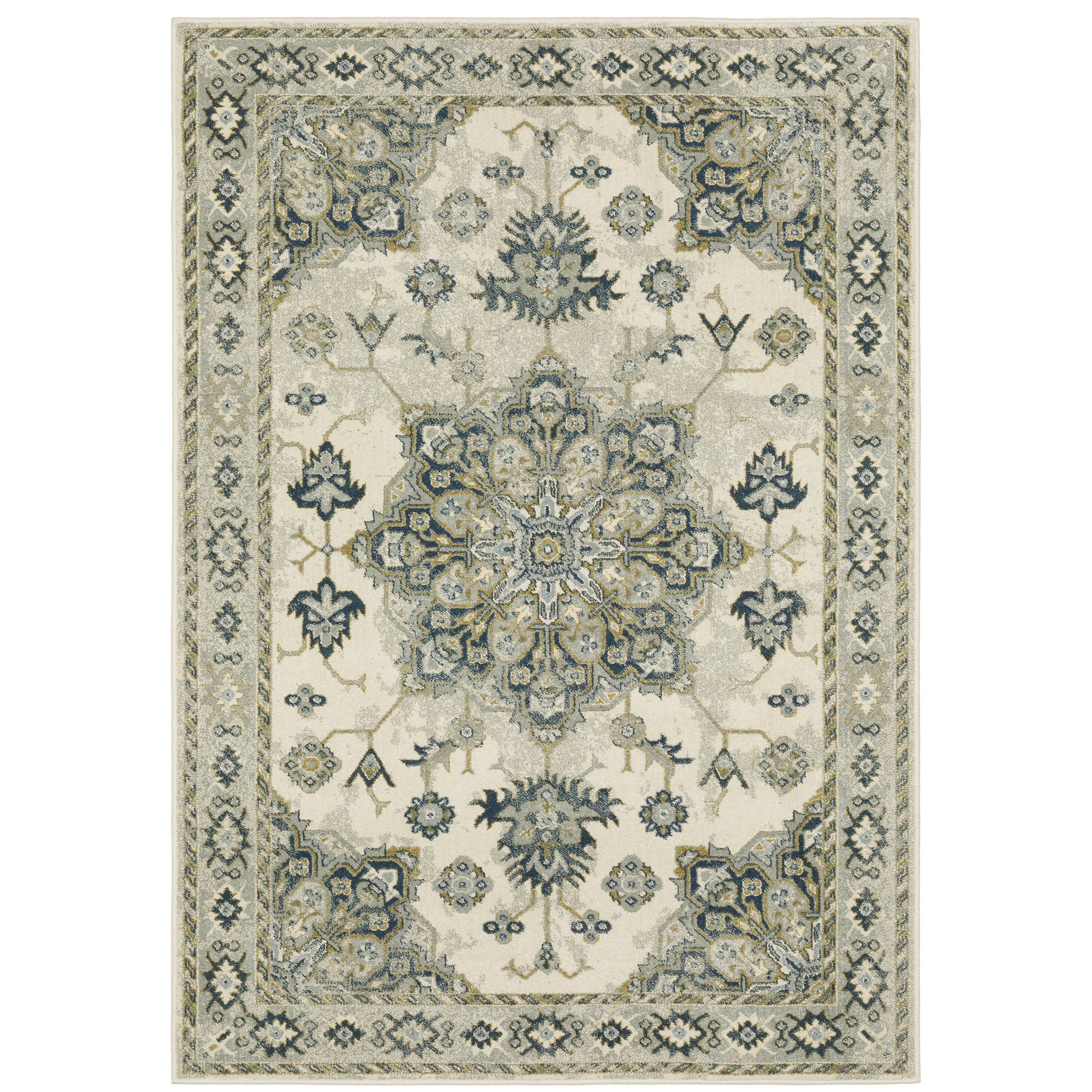 Oriental Weavers Branson BR04B Ivory/Blue Area Rug