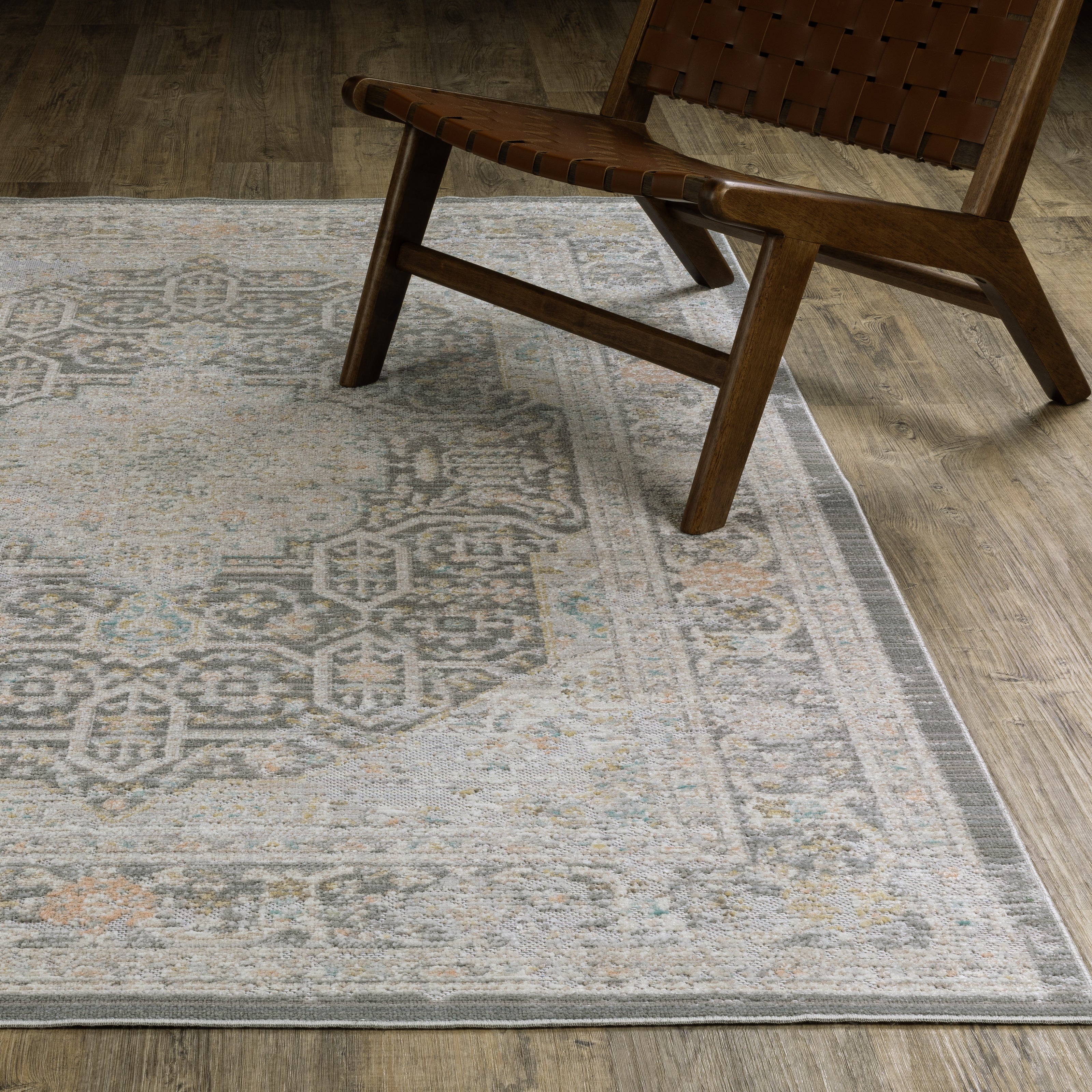 Oriental Weavers Cavett CAV02 Grey/Orange Area Rug