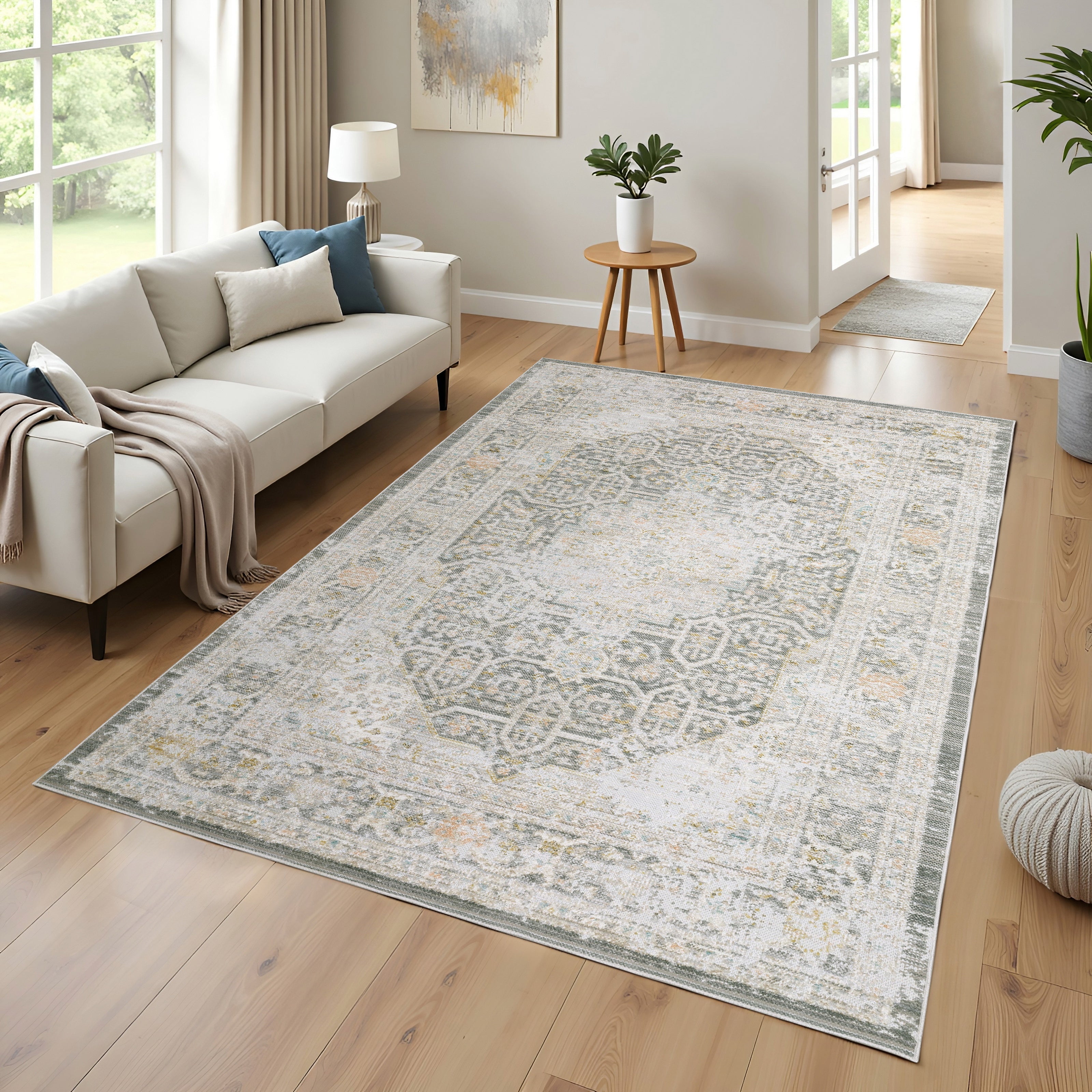 Oriental Weavers Cavett CAV02 Grey/Orange Area Rug
