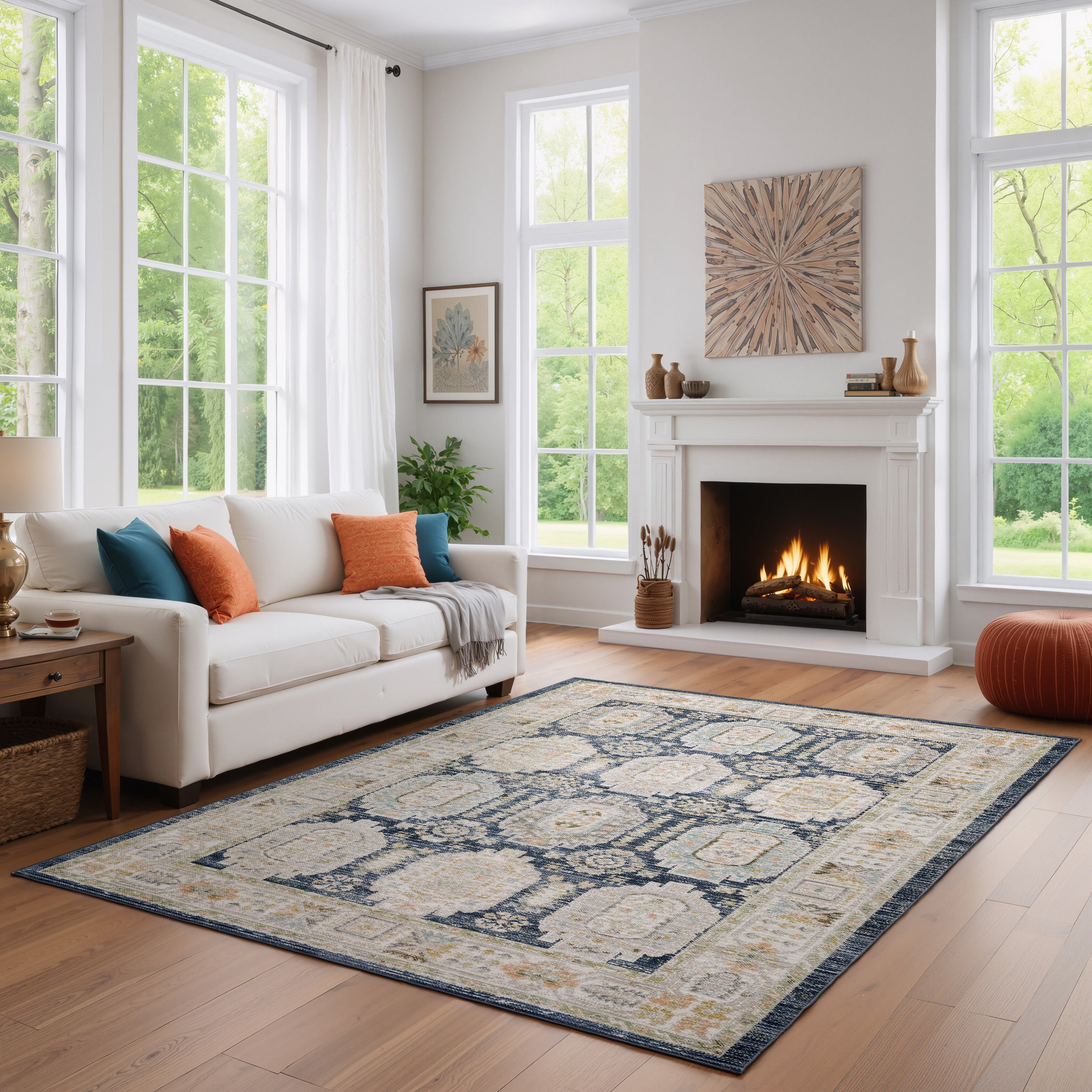 Oriental Weavers Cavett CAV07 Blue/Gold Area Rug