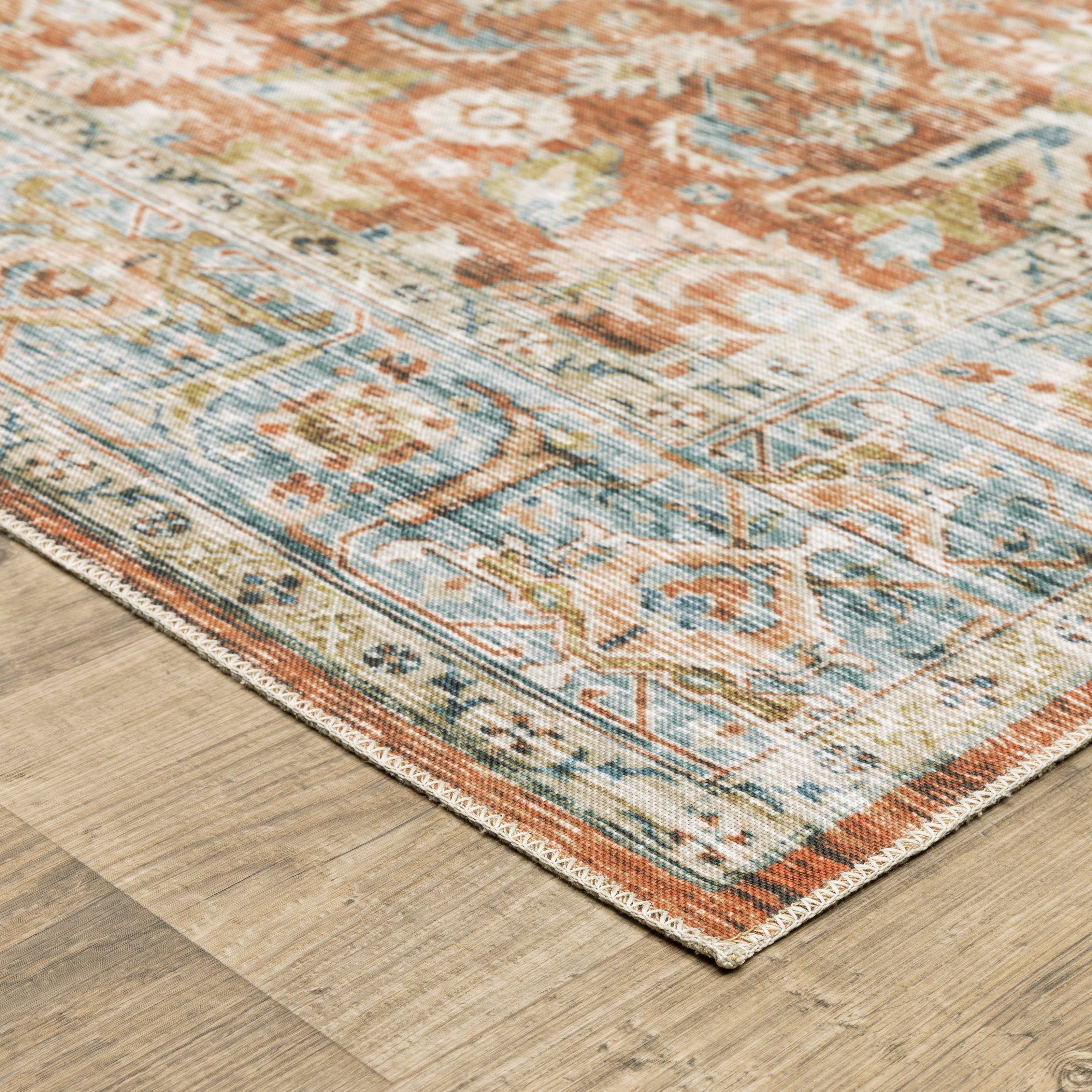 Oriental Weavers Charleston CHA04 Rust/Blue Area Rug