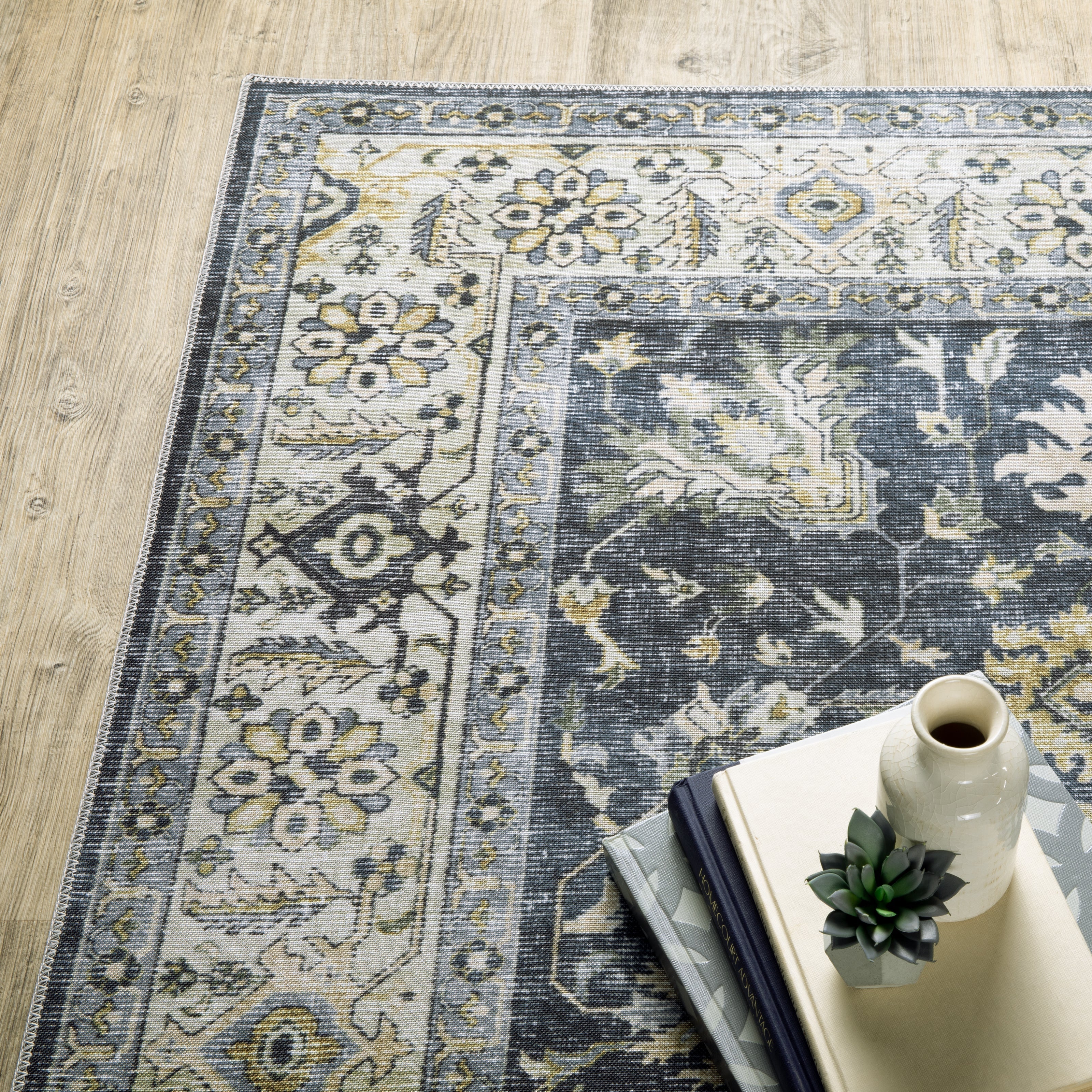 Oriental Weavers Charleston CHA08 Blue/Gold Area Rug
