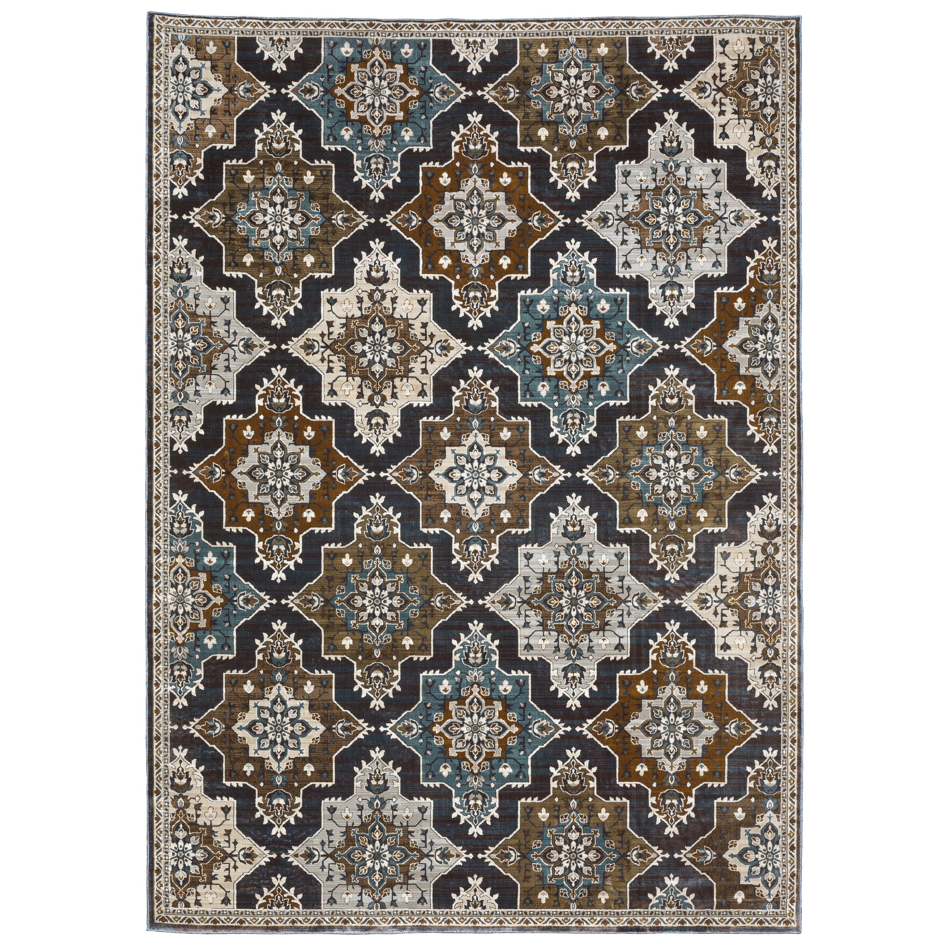 Oriental Weavers Ellington ELL07 Blue/Rust Area Rug