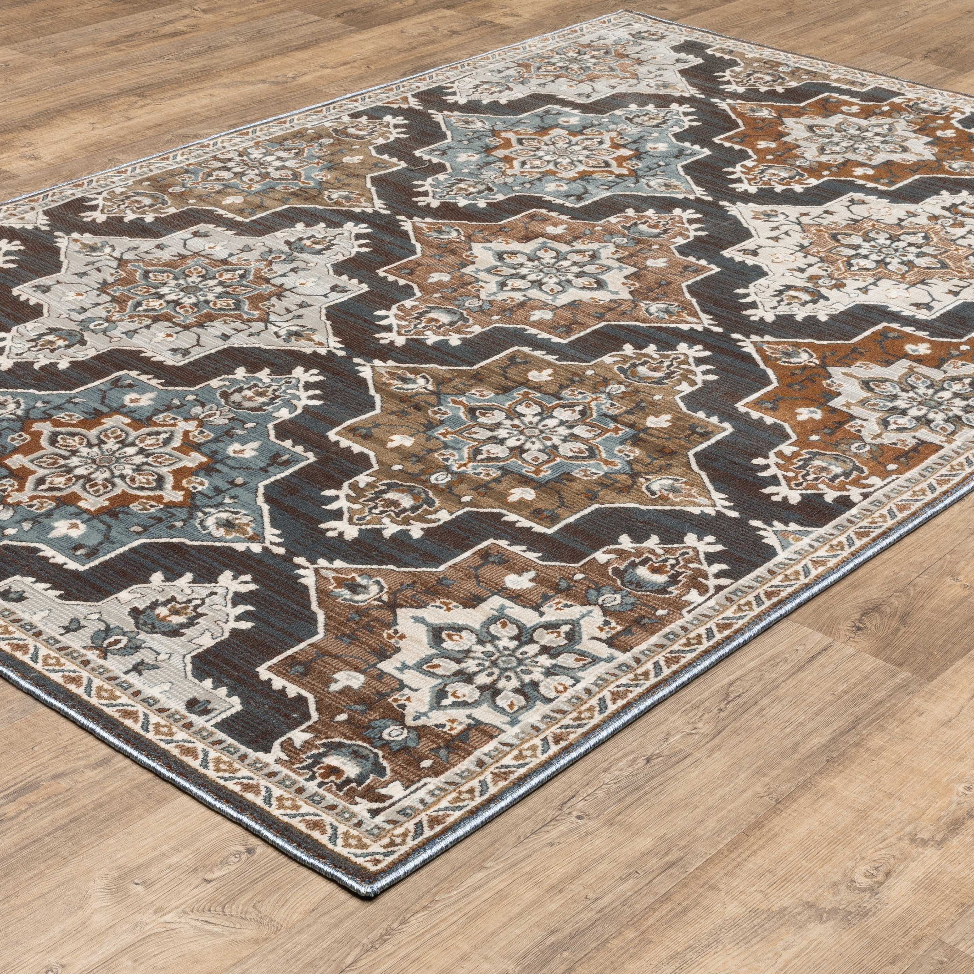 Oriental Weavers Ellington ELL07 Blue/Rust Area Rug
