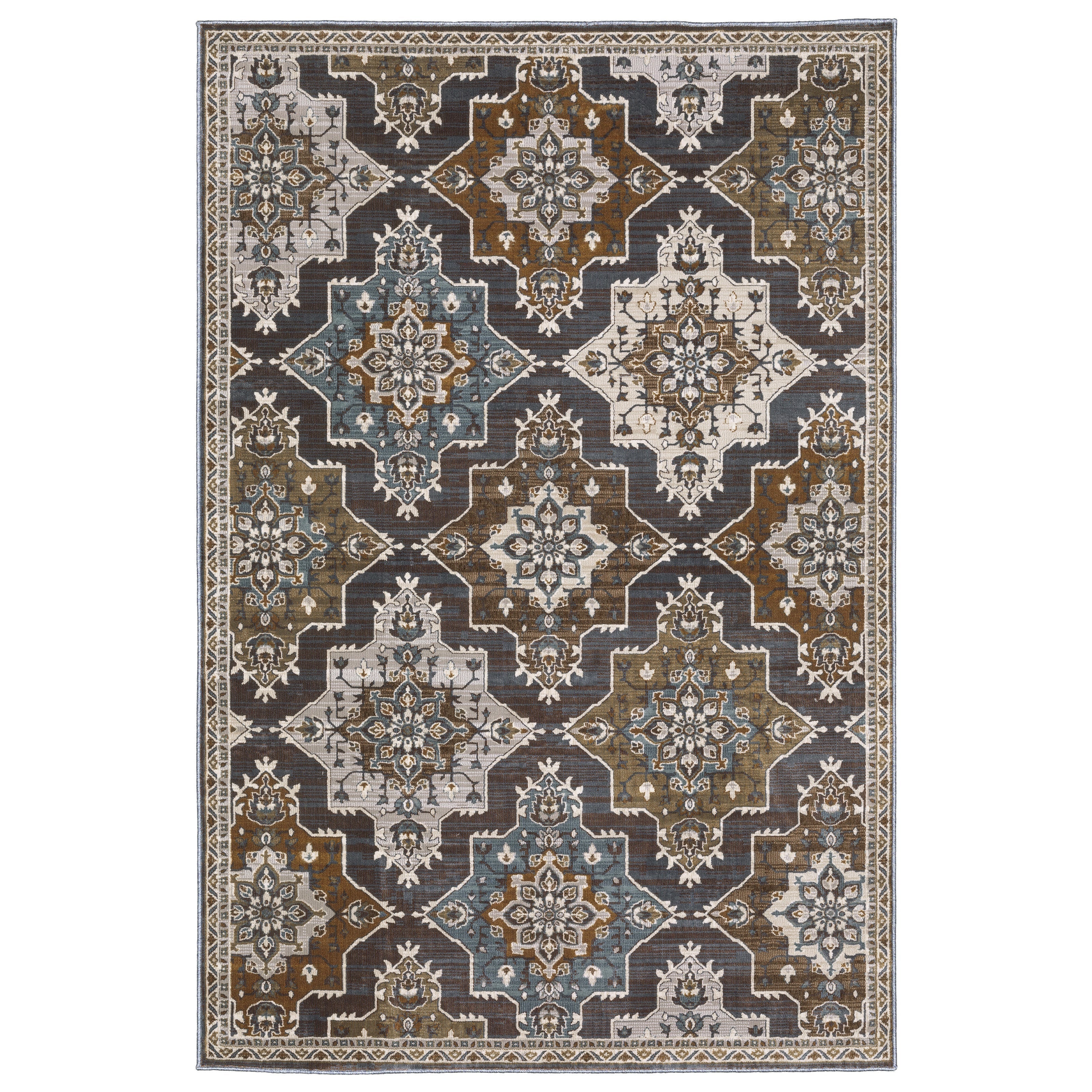 Oriental Weavers Ellington ELL07 Blue/Rust Area Rug