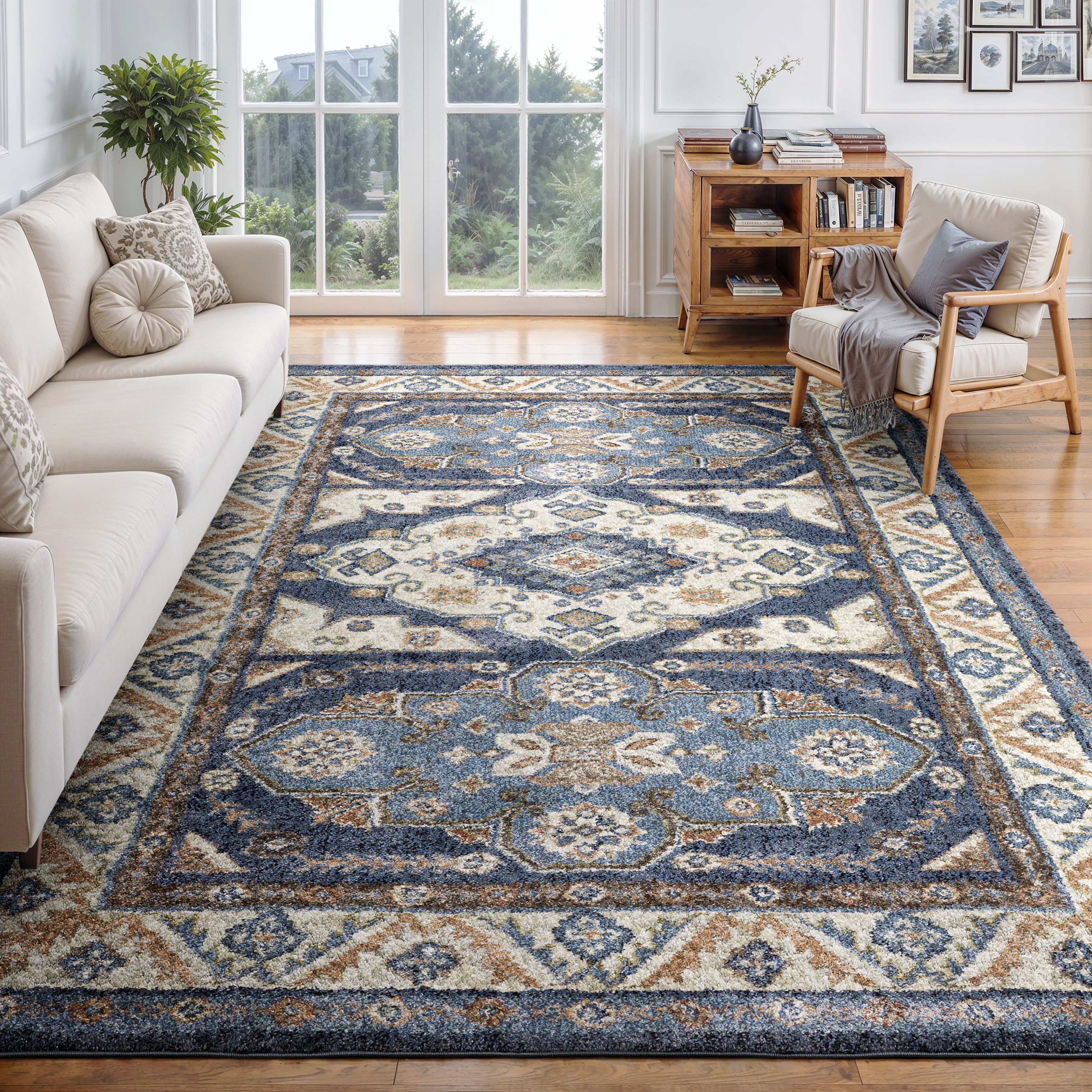 Oriental Weavers Gemma GEM02 Blue/Rust Area Rug