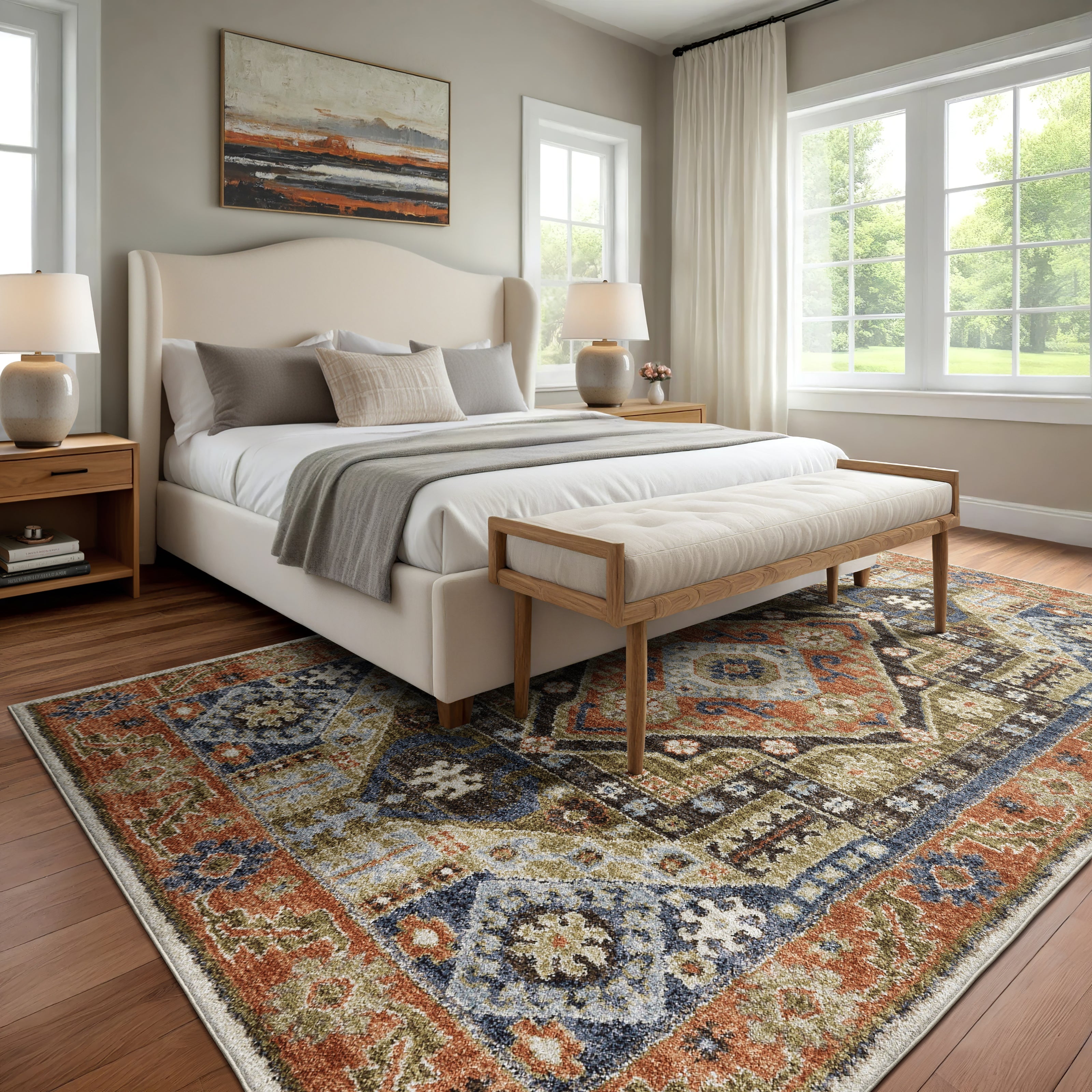 Oriental Weavers Gemma GEM03 Rust/Blue Area Rug