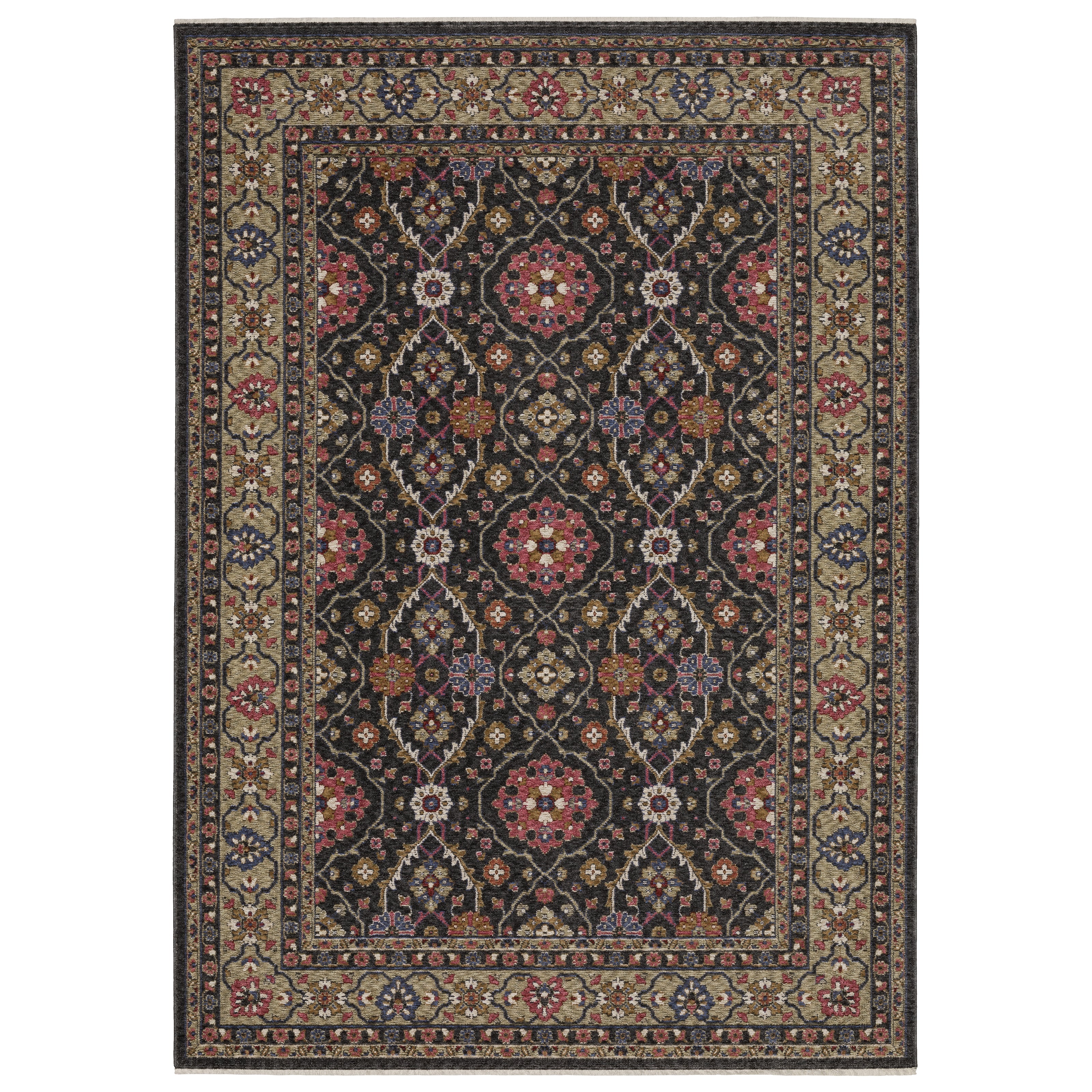 Oriental Weavers Hastings HA07D Charcoal/Pink Area Rug