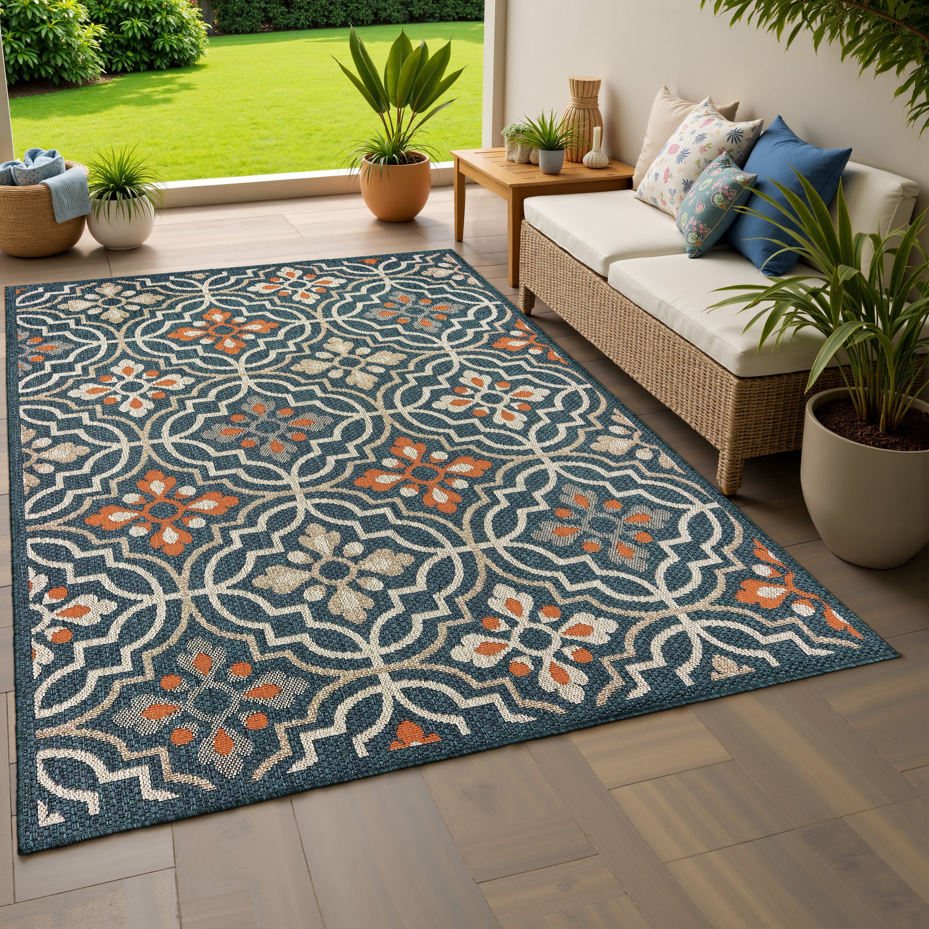 Oriental Weavers Latitude 709B Blue/Orange Area Rug