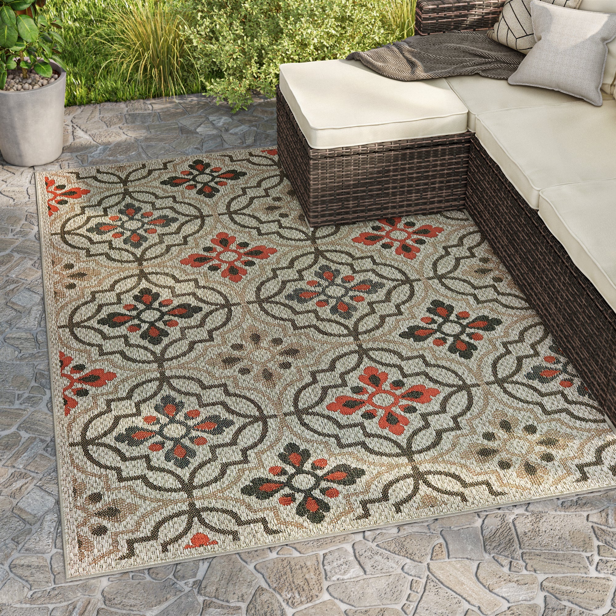 Oriental Weavers Latitude 709Y Grey/Orange Area Rug