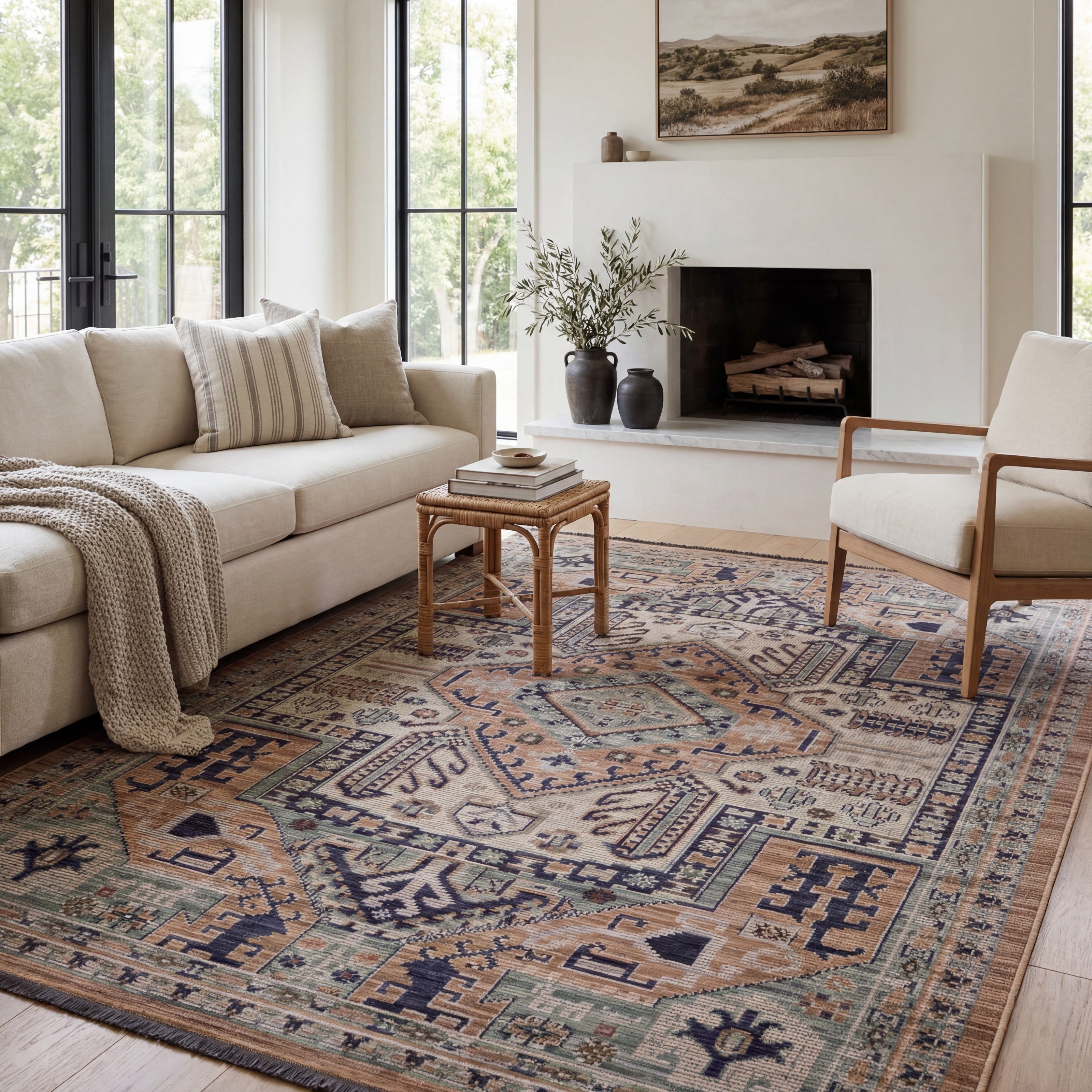 Oriental Weavers Legacy LGY04 Rust/Blue Area Rug