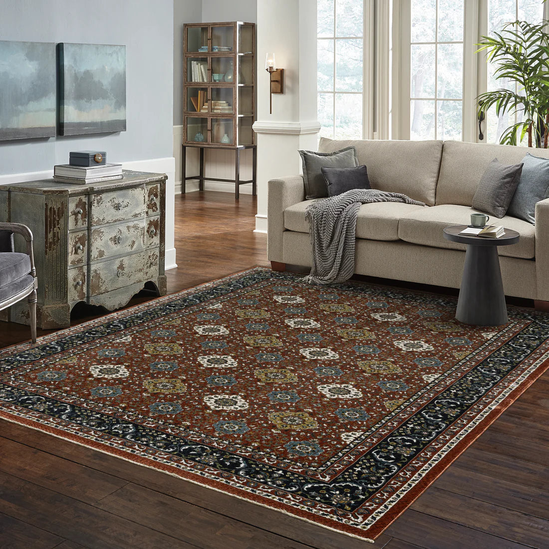 Oriental Weavers Vivian VI04B Red/Navy Area Rug