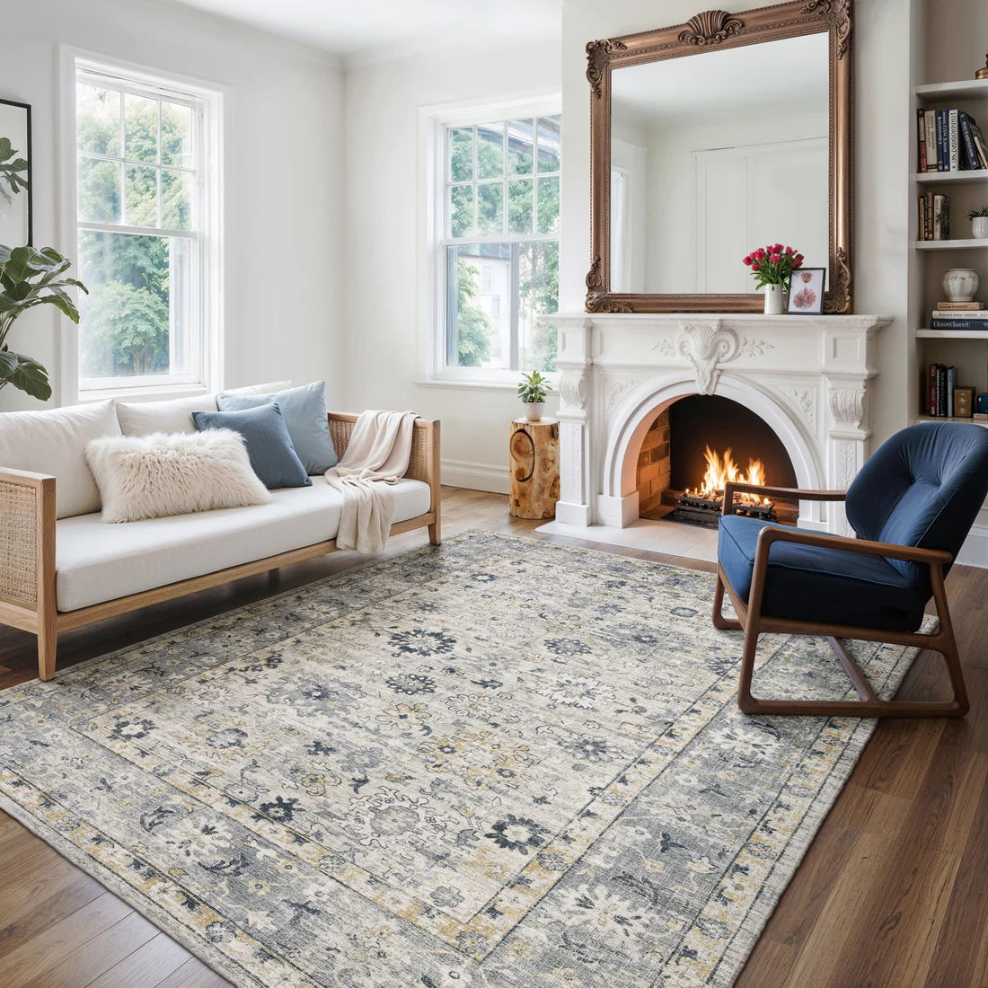 Oriental Weavers Windham WIN01 Ivory/Blue Area Rug
