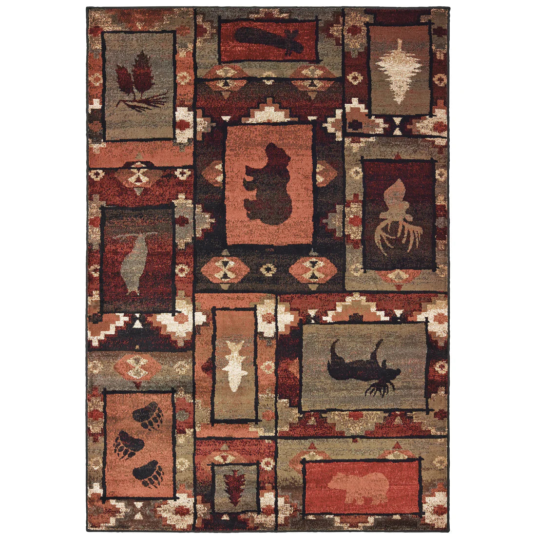 Oriental Weavers Woodlands 9601D Brown/Rust Area Rug