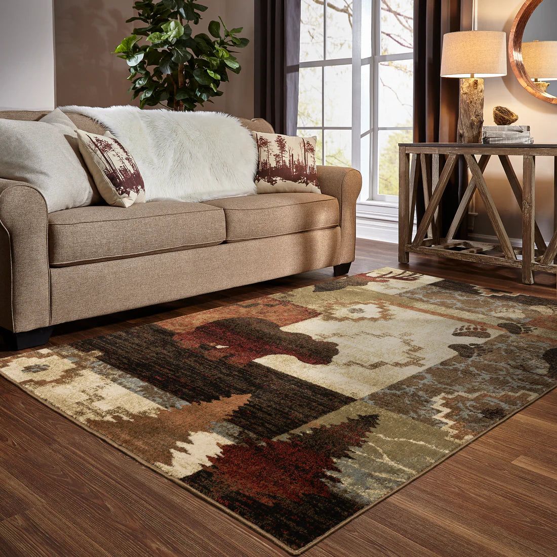 Oriental Weavers Woodlands 9649A Brown/Rust Area Rug