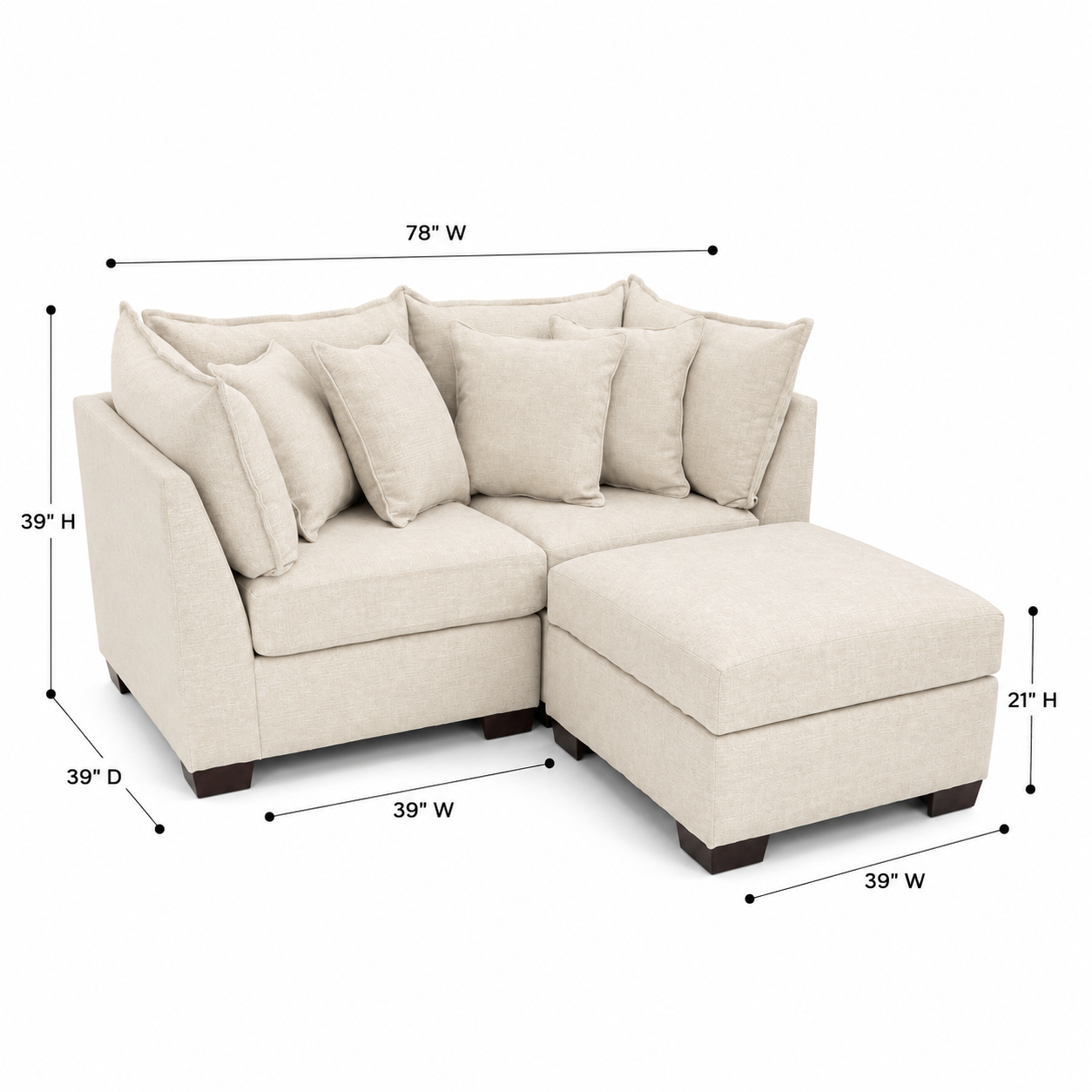 Alina 2 Pc Loveseat with Storage Ottoman