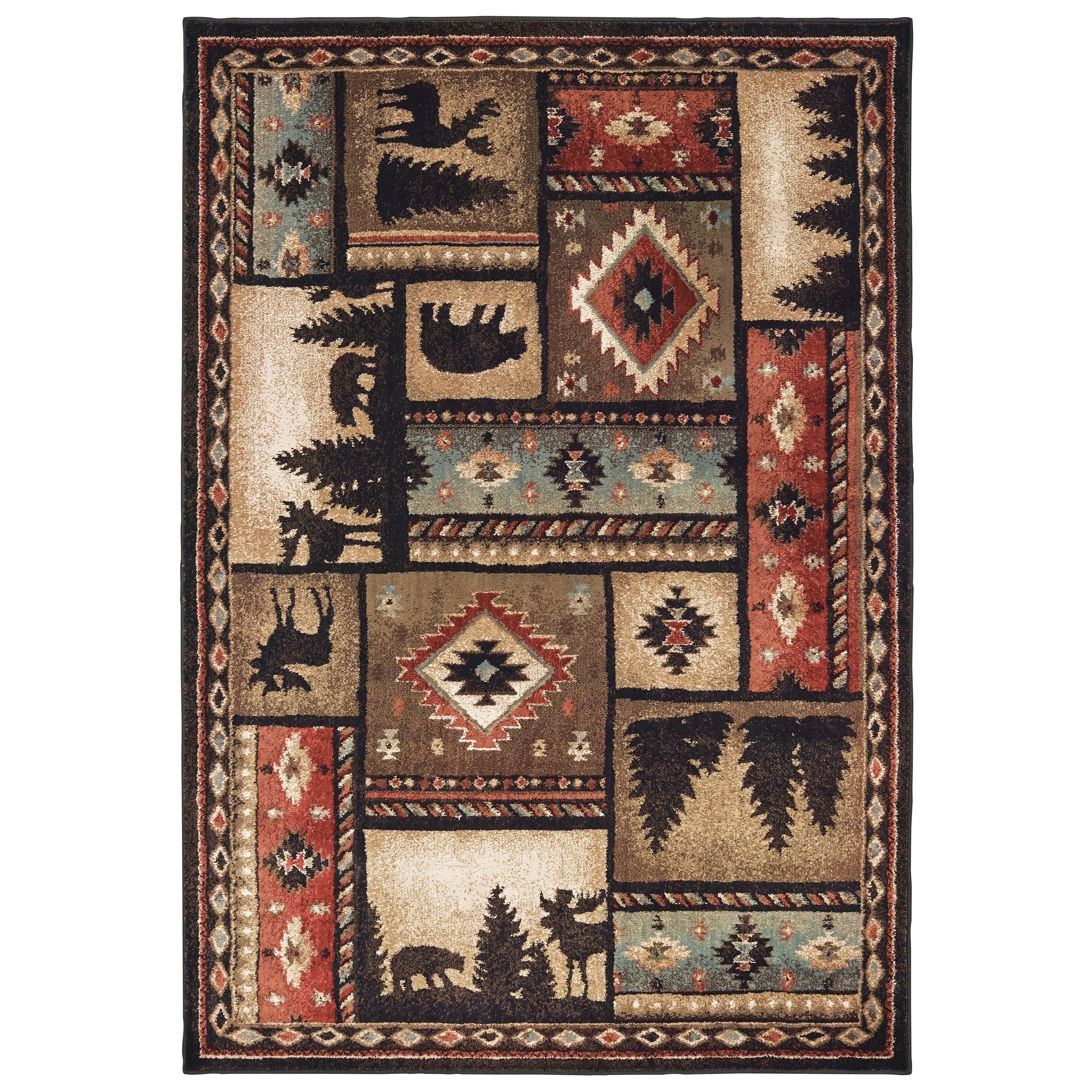 Oriental Weavers Woodlands 1041C Black/Multi Area Rug