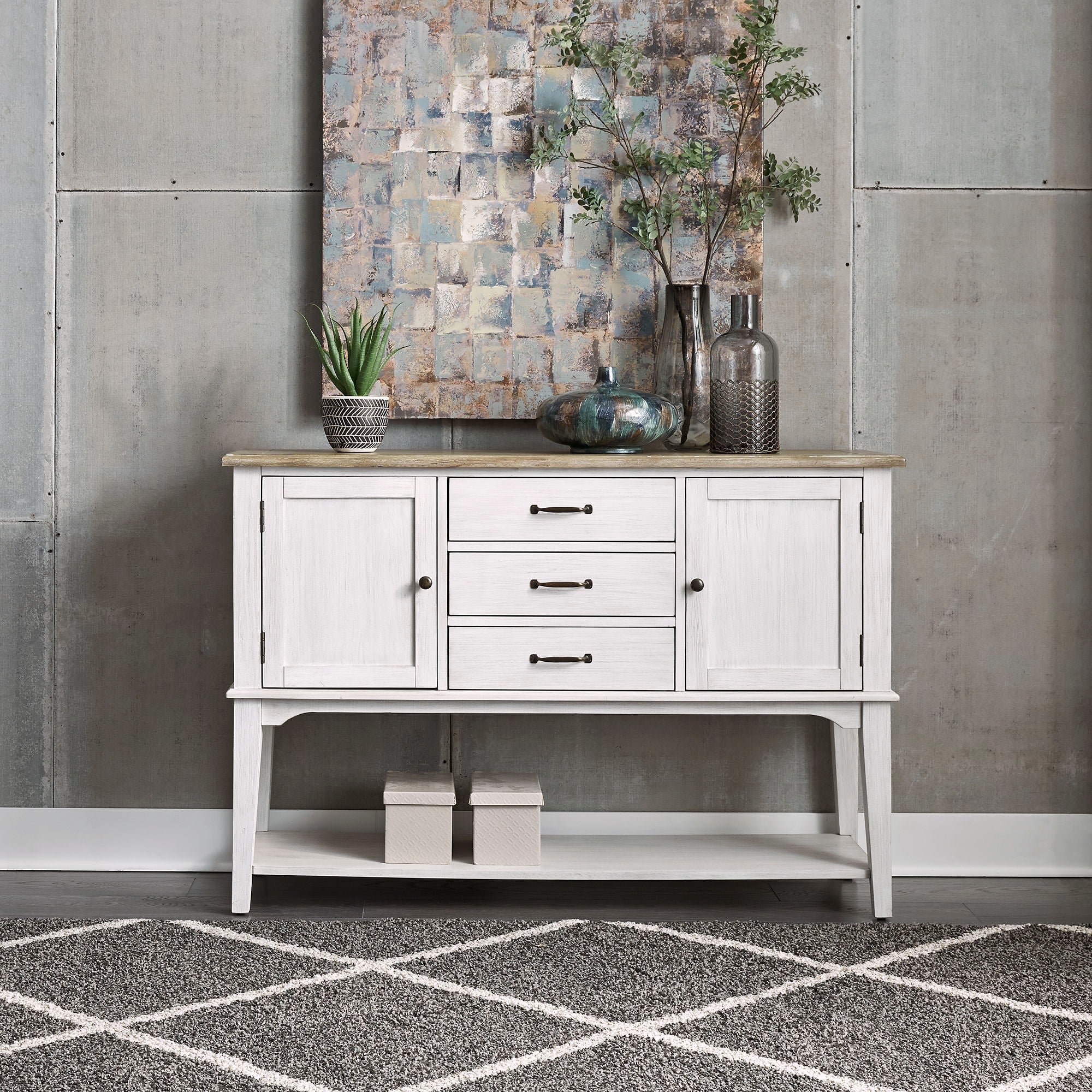 Summerville - Server - Soft White Wash / Wirebrushed Gray