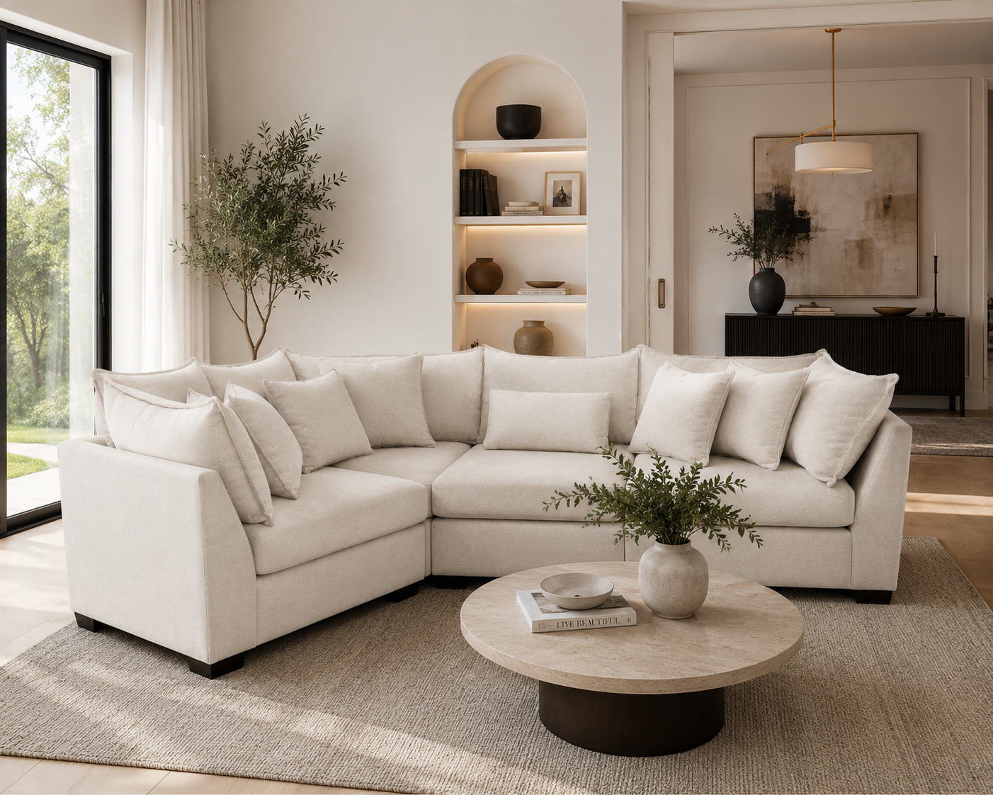 Alina 4 Pc Corner Sectional in Ivory