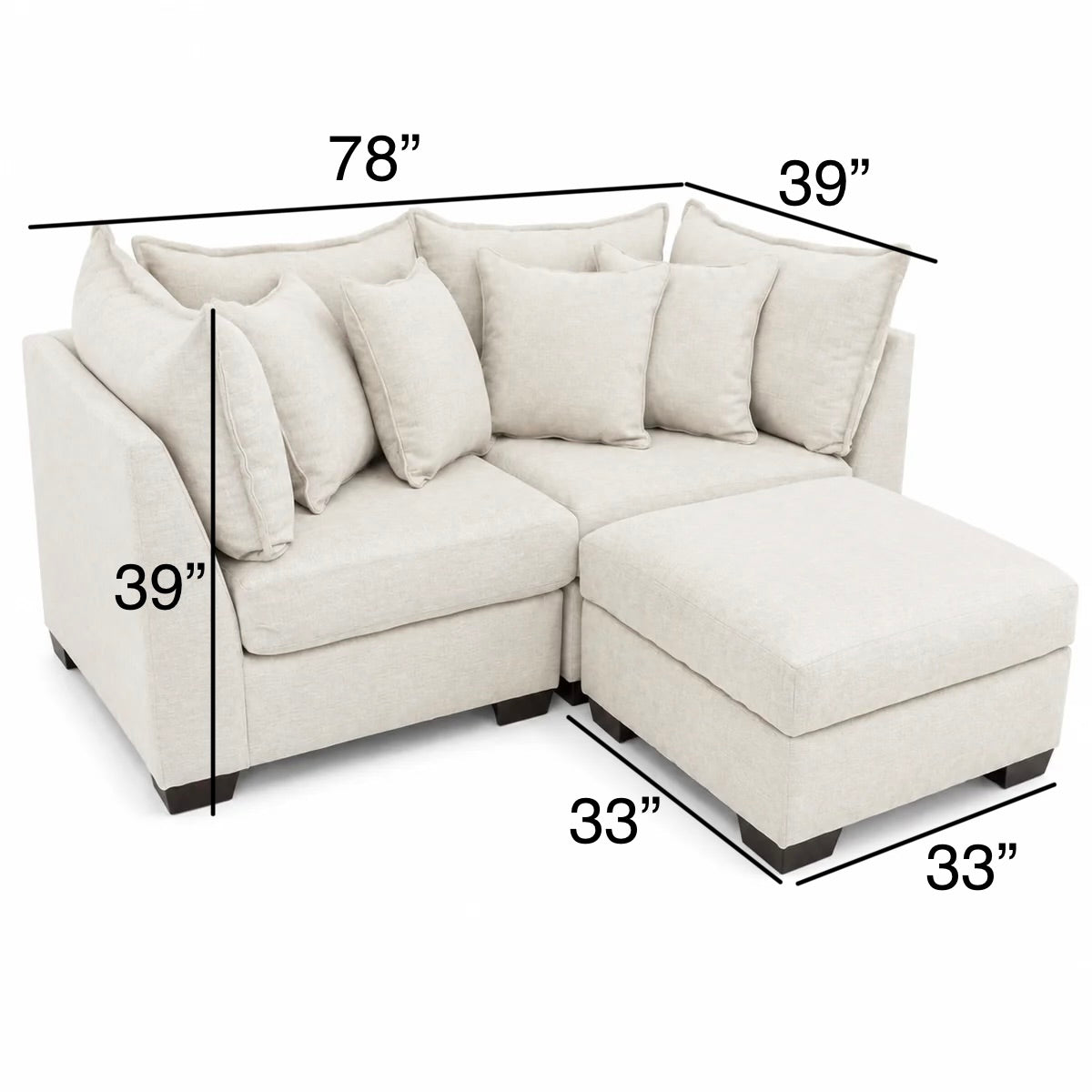 Alina 2 Pc Loveseat with Storage Ottoman