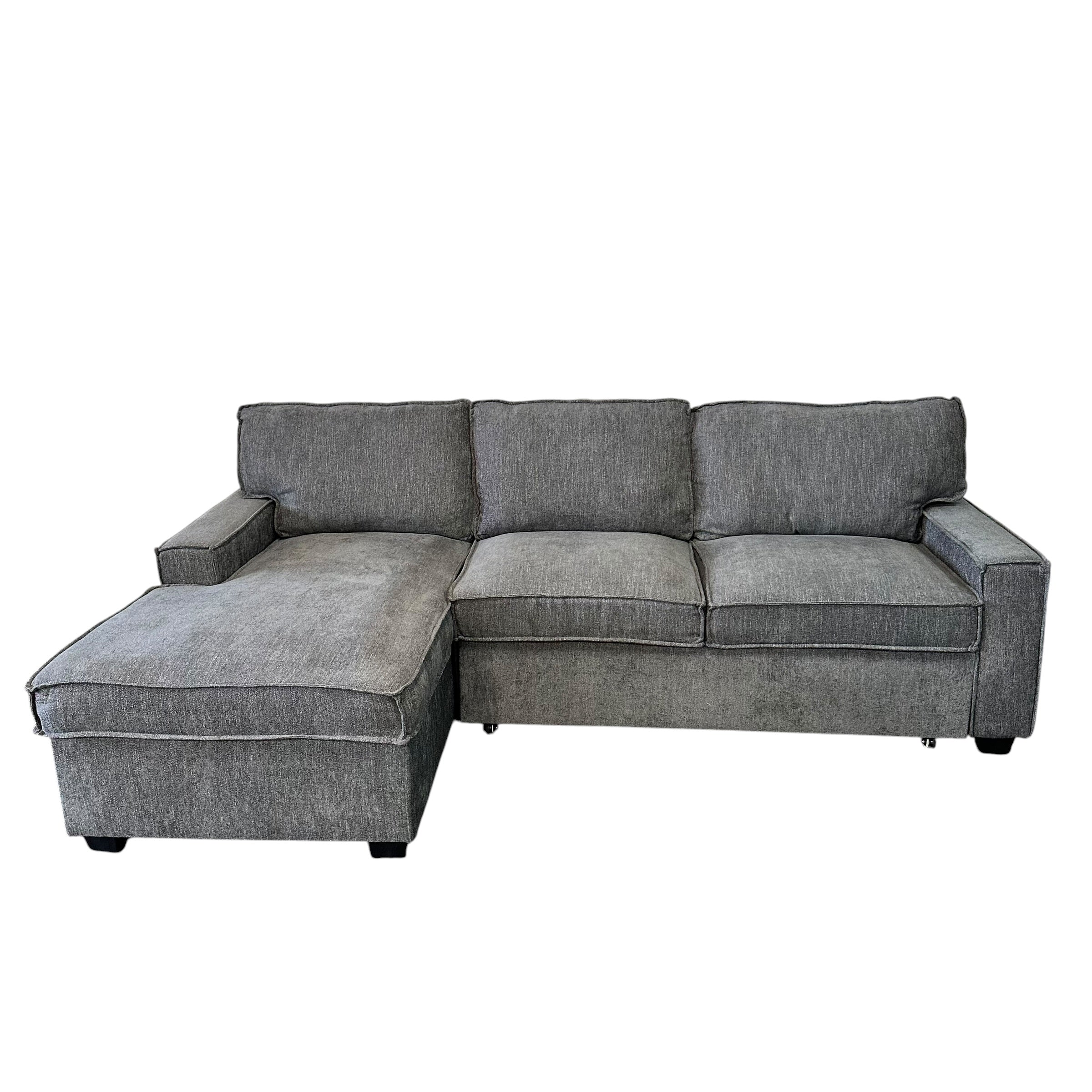 Sectional Sofa with Storage Chaise and Pop-Out Sleeper in Gray