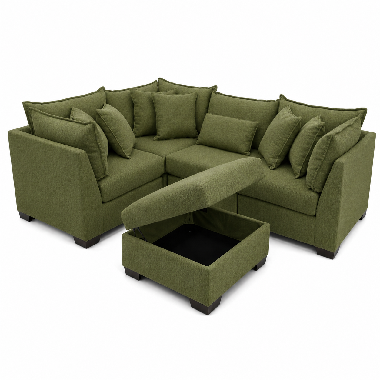 Alina 5 Pc Corner Sectional with Storage Ottoman in Ivory