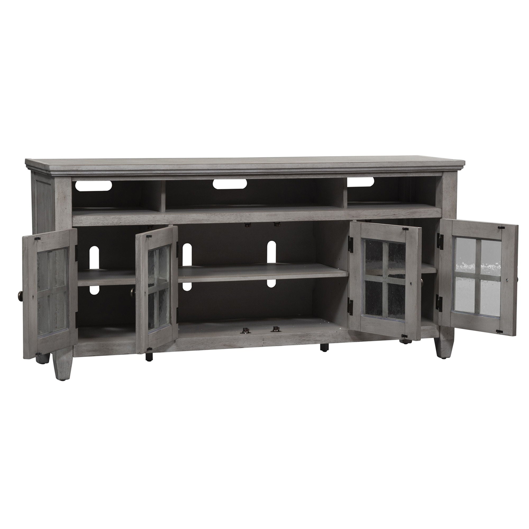 Heartland - Entertainment TV Stand - Antique White / Tobacco Tops