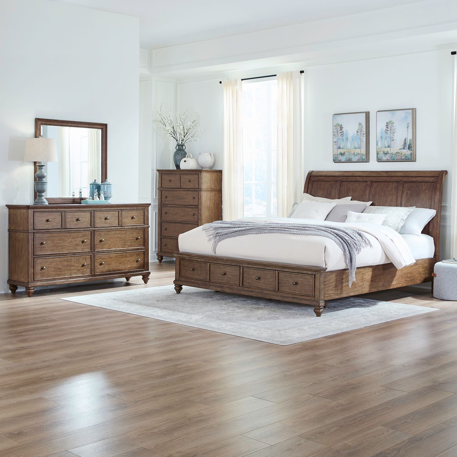 Queen Storage Bed, Dresser & Mirror, Chest