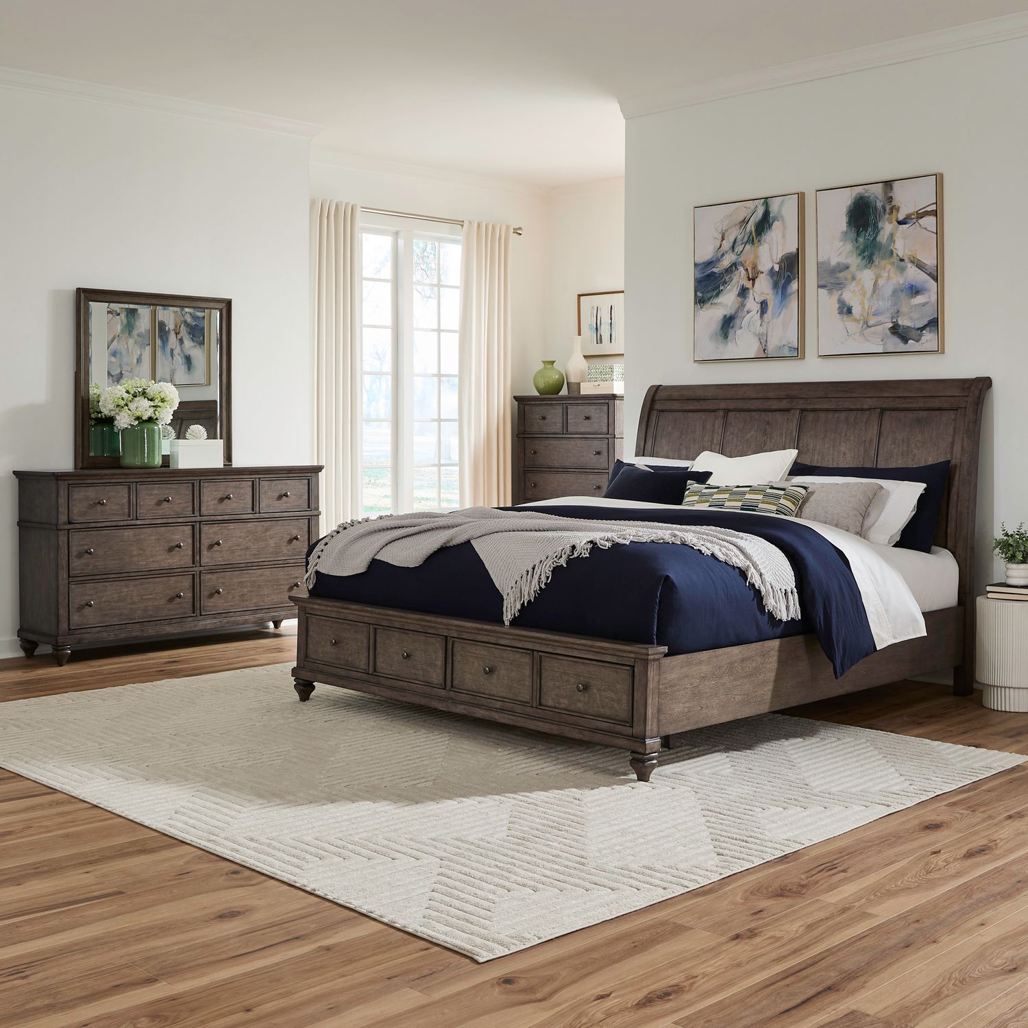 Queen Storage Bed, Dresser & Mirror, Chest