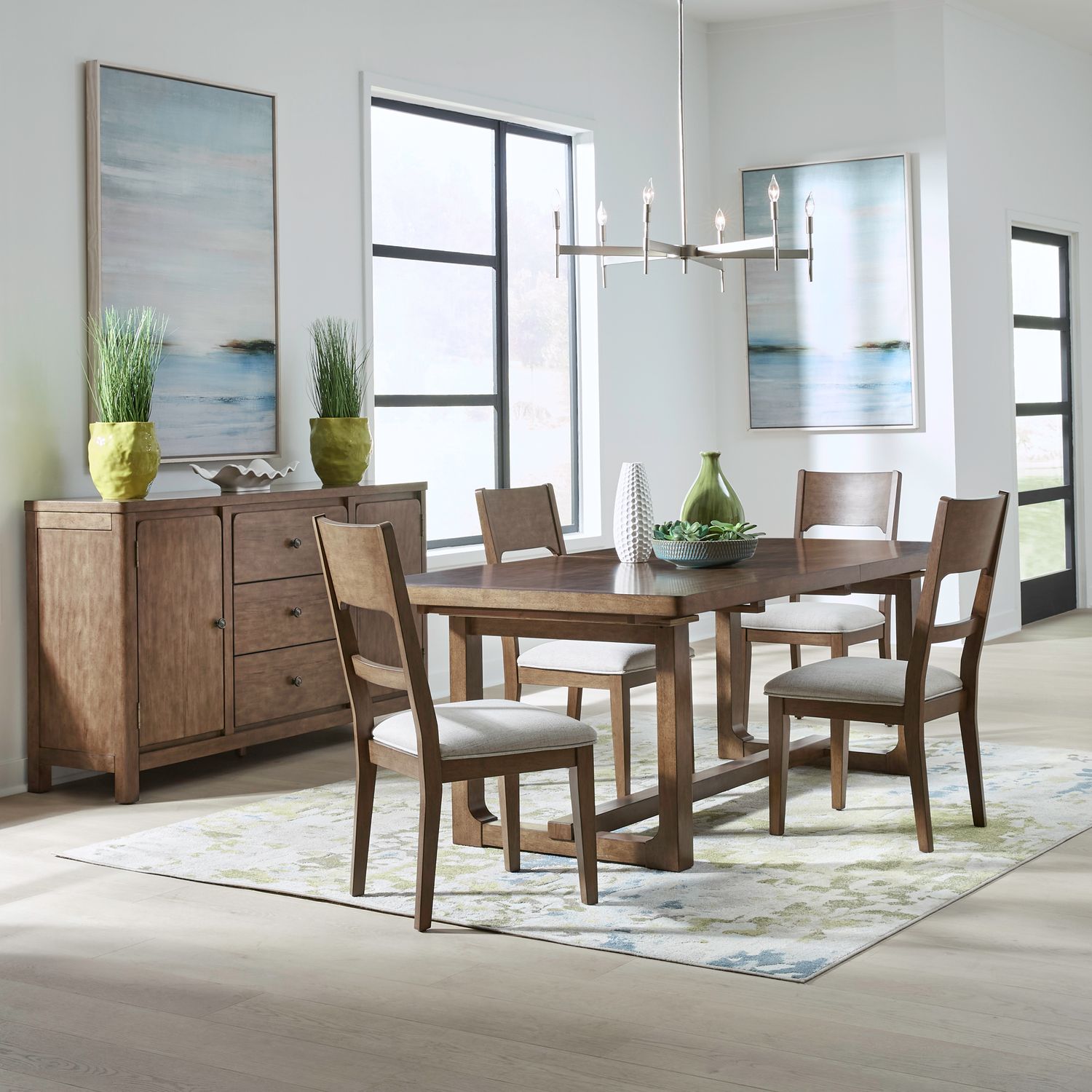 5 Piece Trestle Table Set