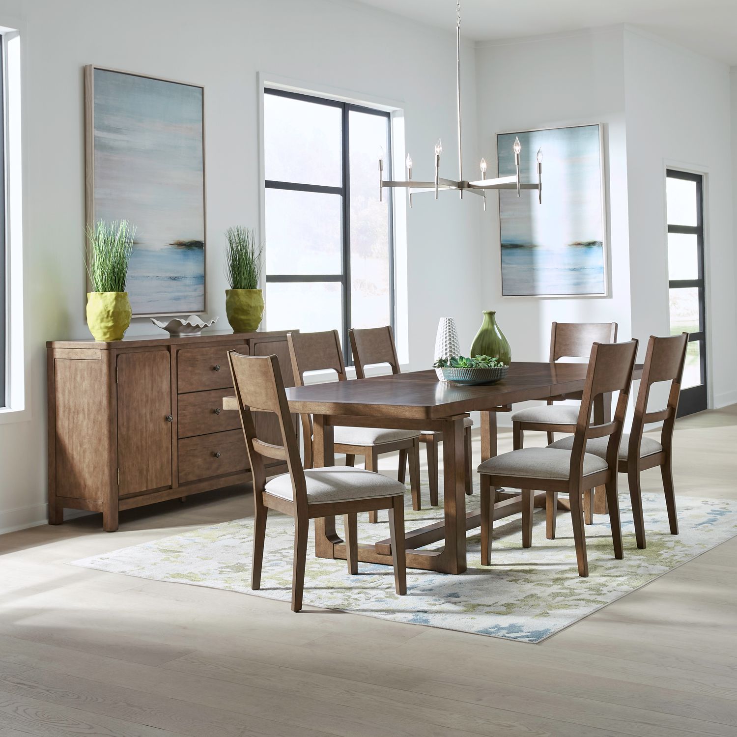 7 Piece Trestle Table Set
